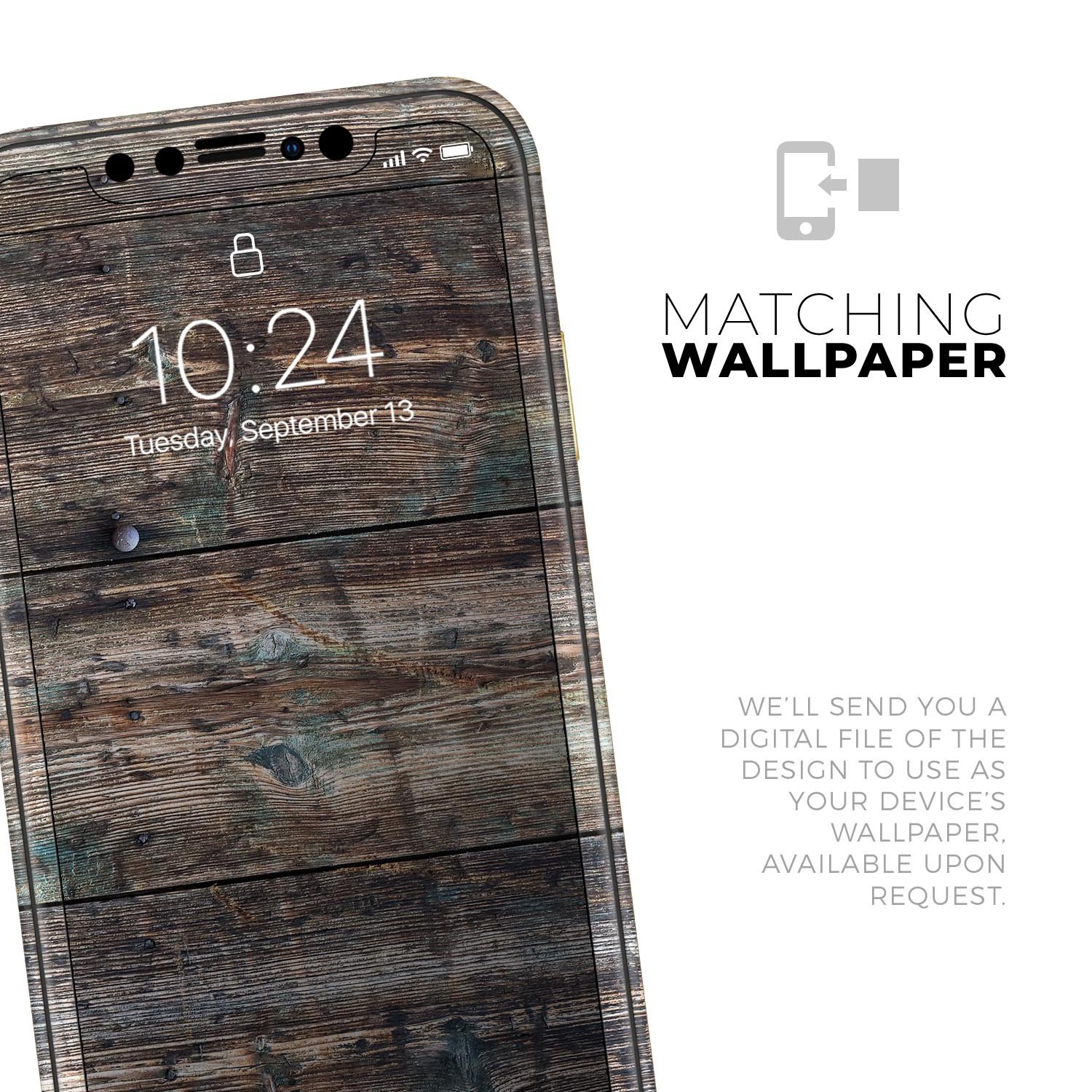 Raw Wood Planks skin for Apple iPhone 14, showcasing a natural wood texture design.