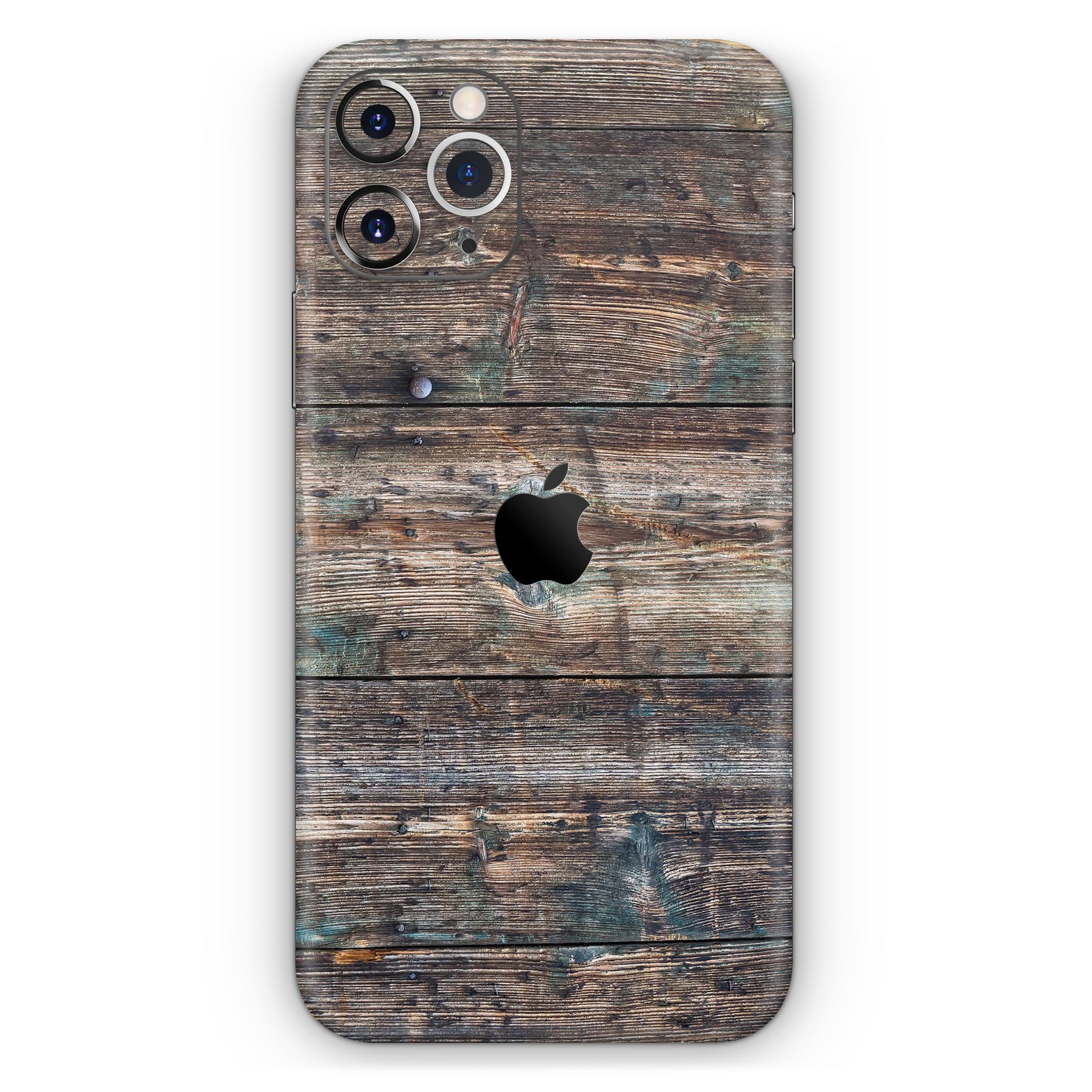 Raw Wood Planks skin for Apple iPhone 14, showcasing a natural wood texture design.