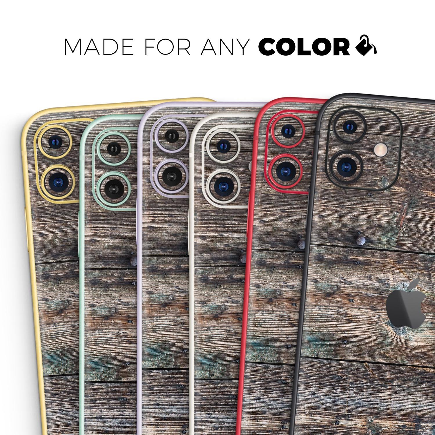 Raw Wood Planks skin for Apple iPhone 14, showcasing a natural wood texture design.