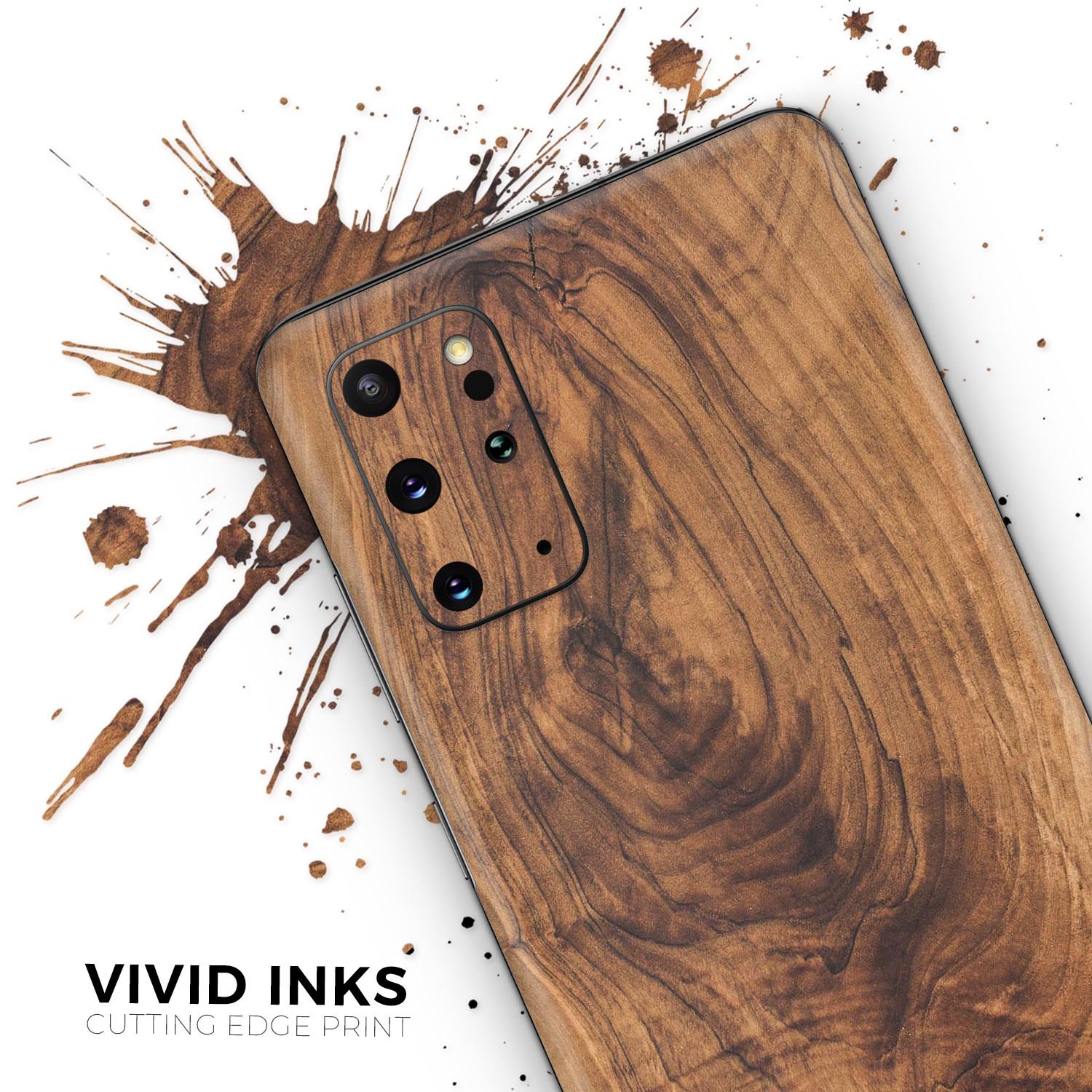 Raw Wood Planks V11 skin for Samsung Galaxy S20, showcasing a stylish wood grain design with a sleek finish.