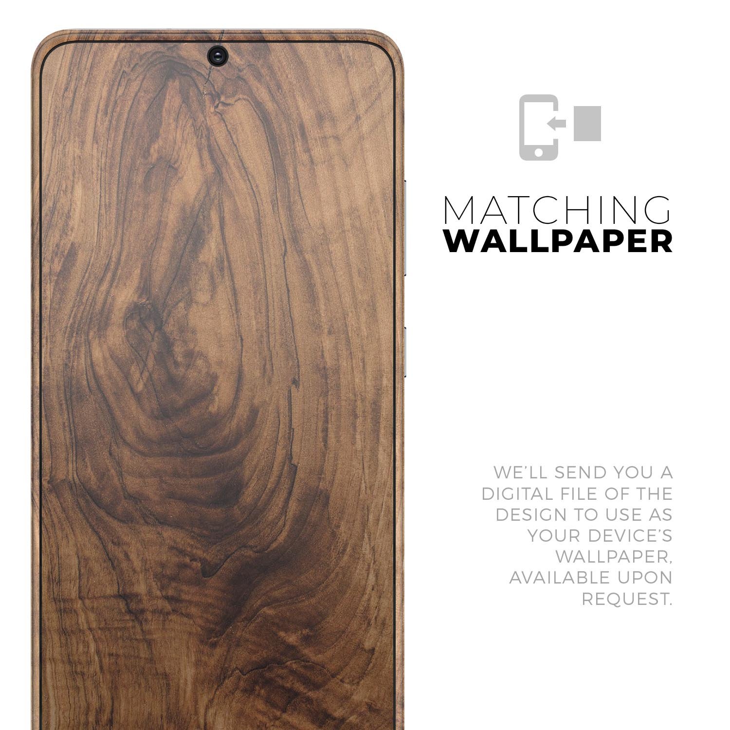 Raw Wood Planks V11 skin for Samsung Galaxy S20, showcasing a stylish wood grain design with a sleek finish.