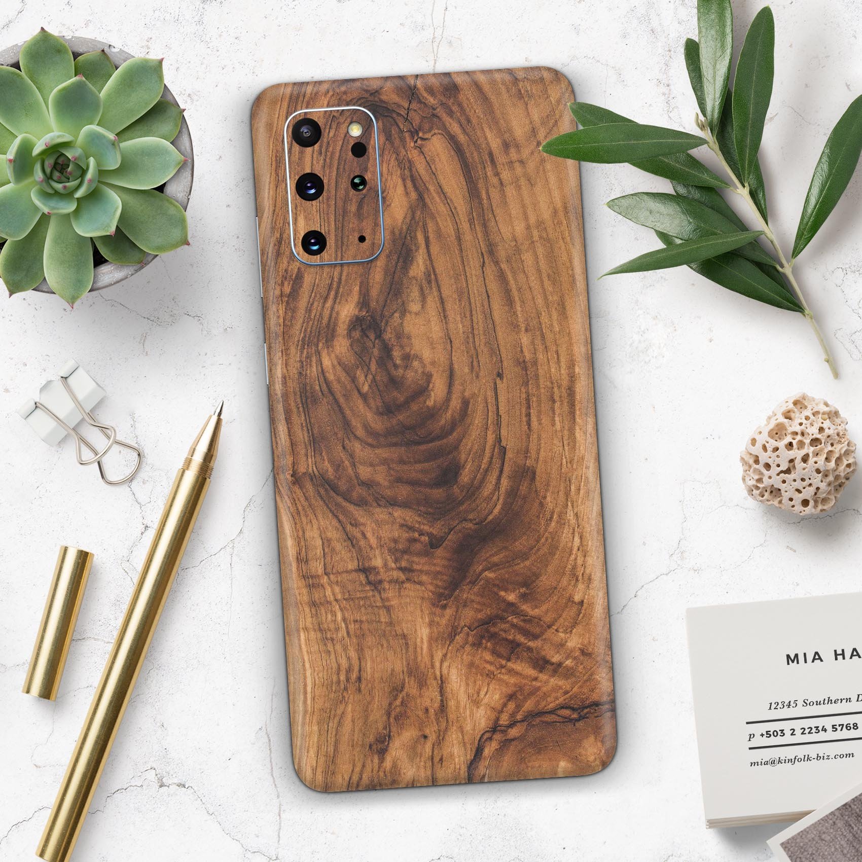 Raw Wood Planks V11 skin for Samsung Galaxy S20, showcasing a stylish wood grain design with a sleek finish.