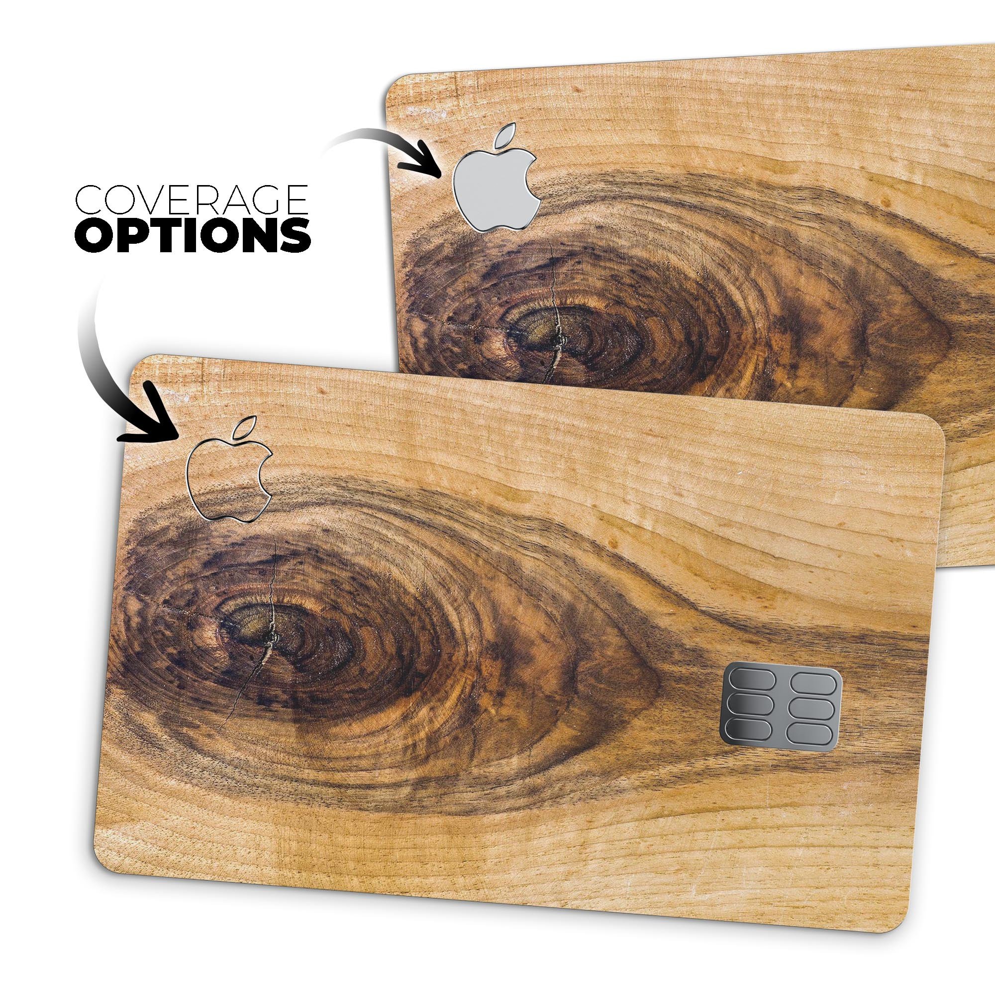 Raw Wood Planks V10 skin kit for Apple Card, showcasing premium vinyl design and finishes.