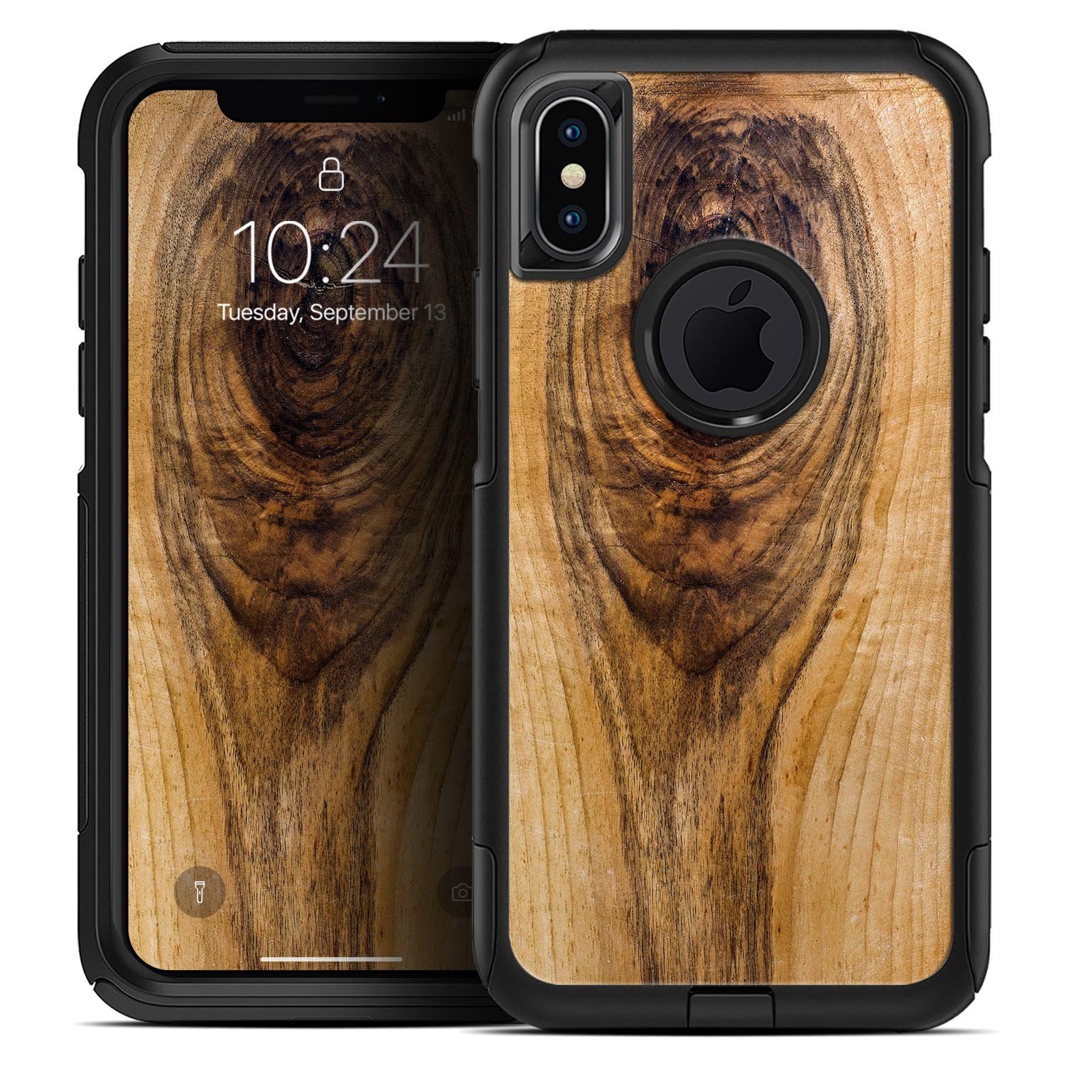 Raw Wood Planks V10 Skin Kit for iPhone OtterBox Cases featuring a natural wood grain design.