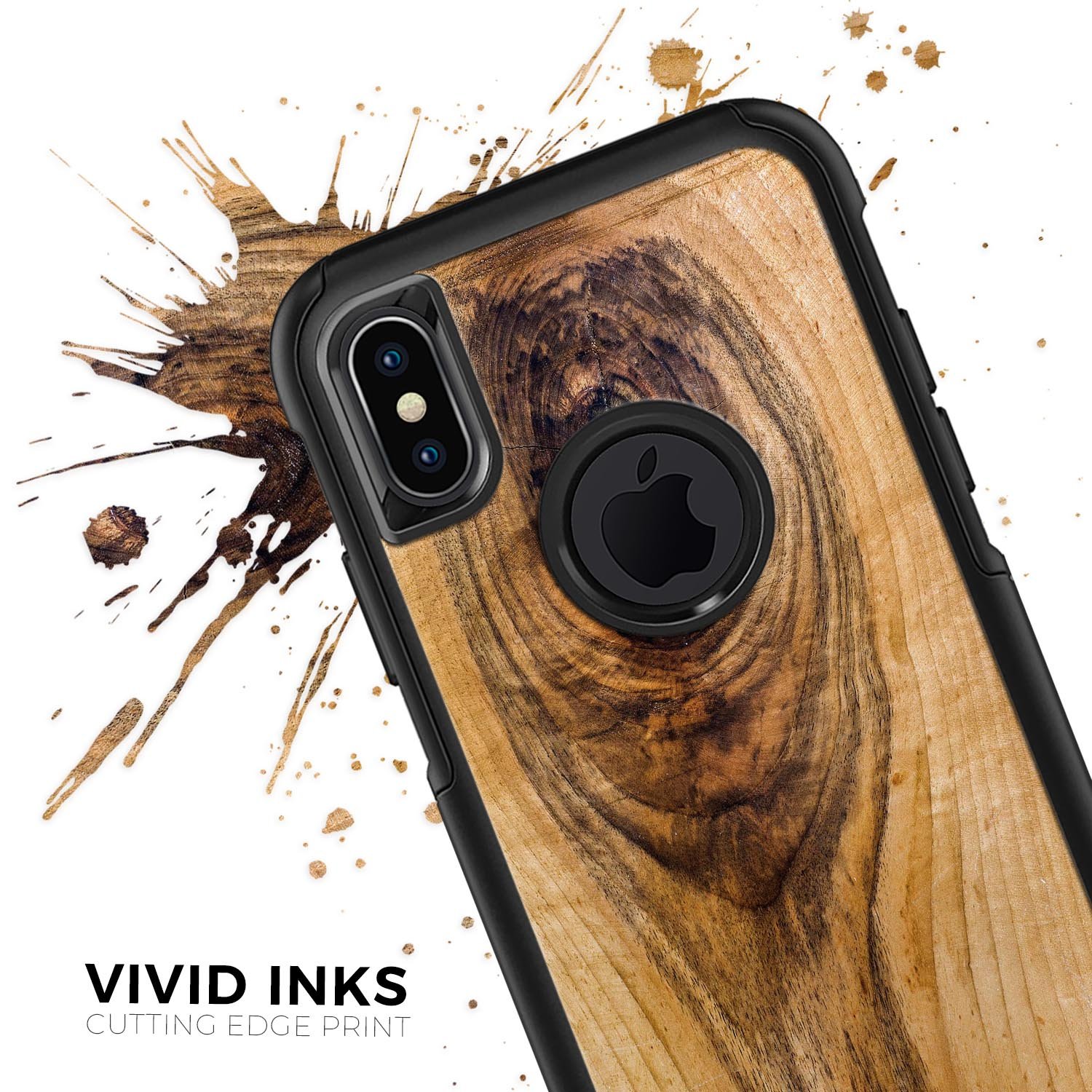 Raw Wood Planks V10 Skin Kit for iPhone OtterBox Cases featuring a natural wood grain design.