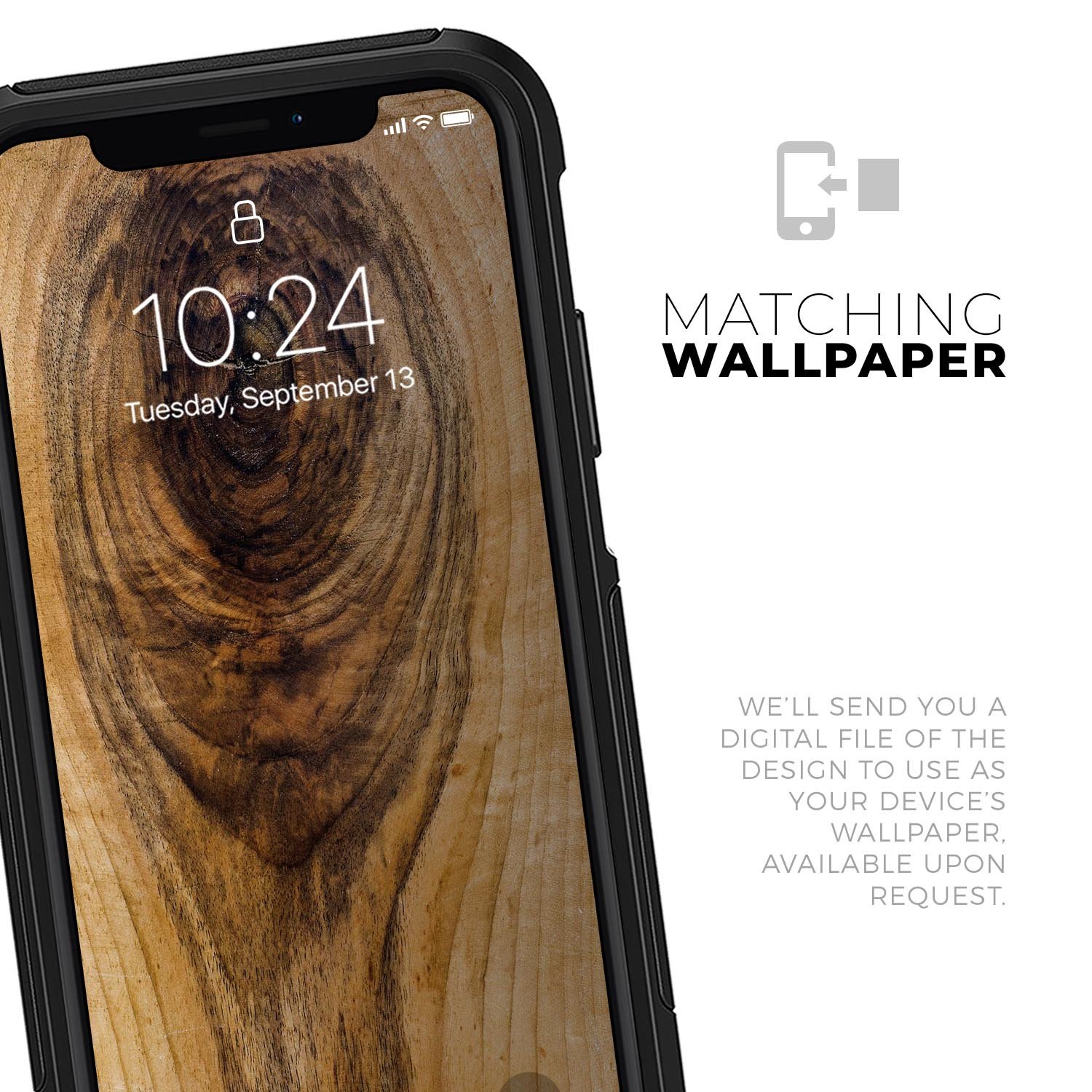 Raw Wood Planks V10 Skin Kit for iPhone OtterBox Cases featuring a natural wood grain design.