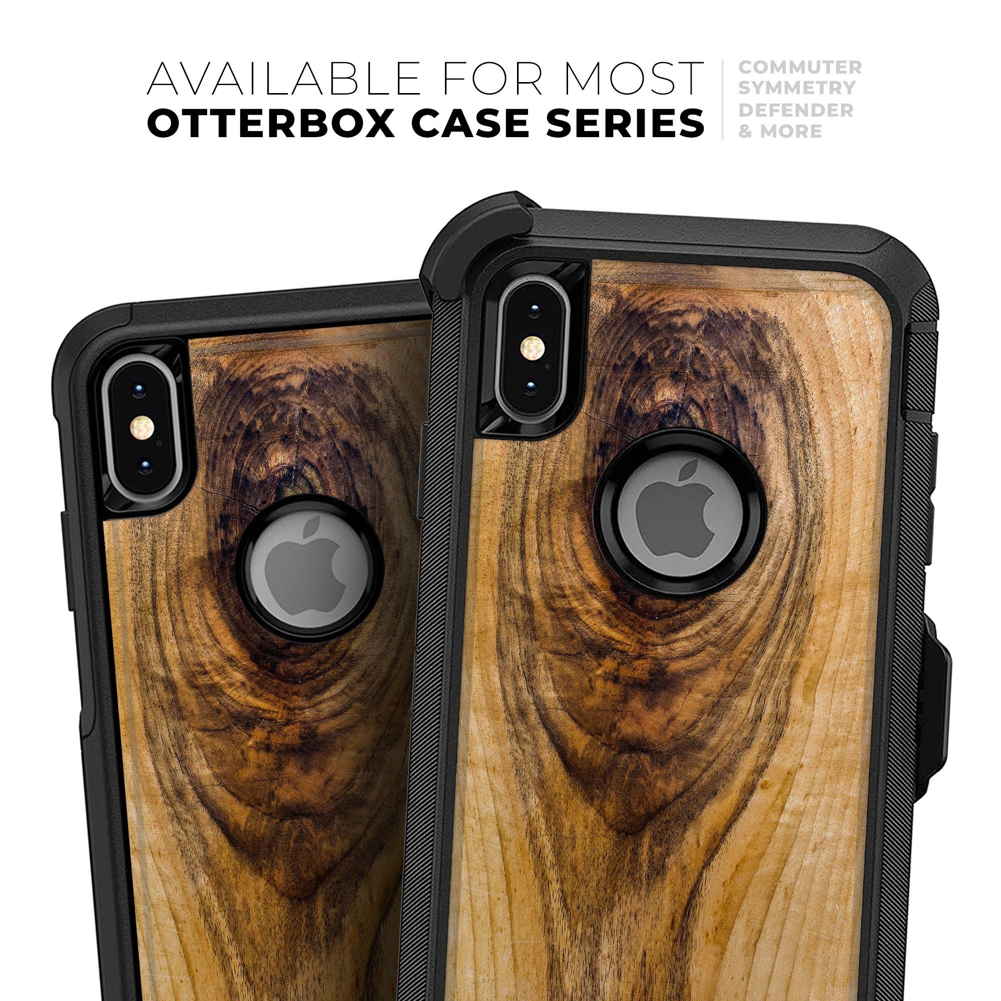 Raw Wood Planks V10 Skin Kit for iPhone OtterBox Cases featuring a natural wood grain design.