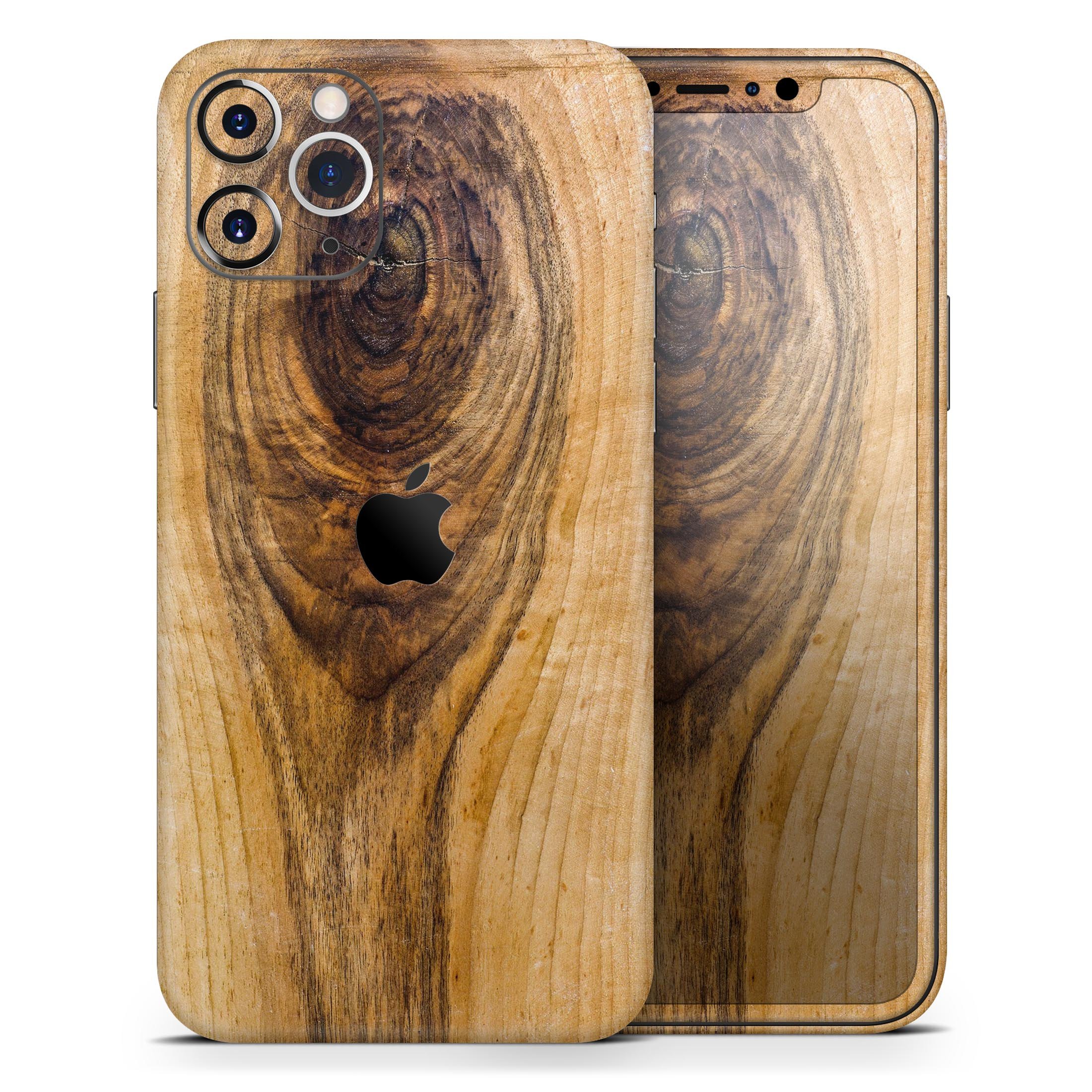 Raw Wood Planks Skin-Kit for Apple iPhone 14, showcasing a rustic wood design with a sleek finish.