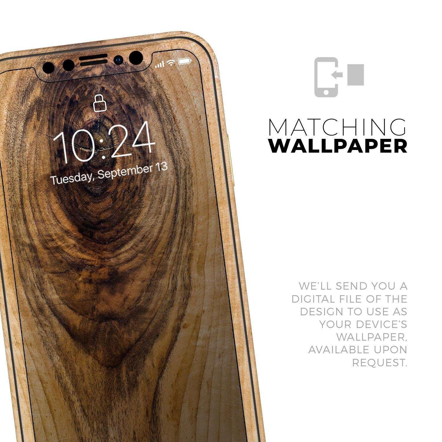 Raw Wood Planks Skin-Kit for Apple iPhone 14, showcasing a rustic wood design with a sleek finish.