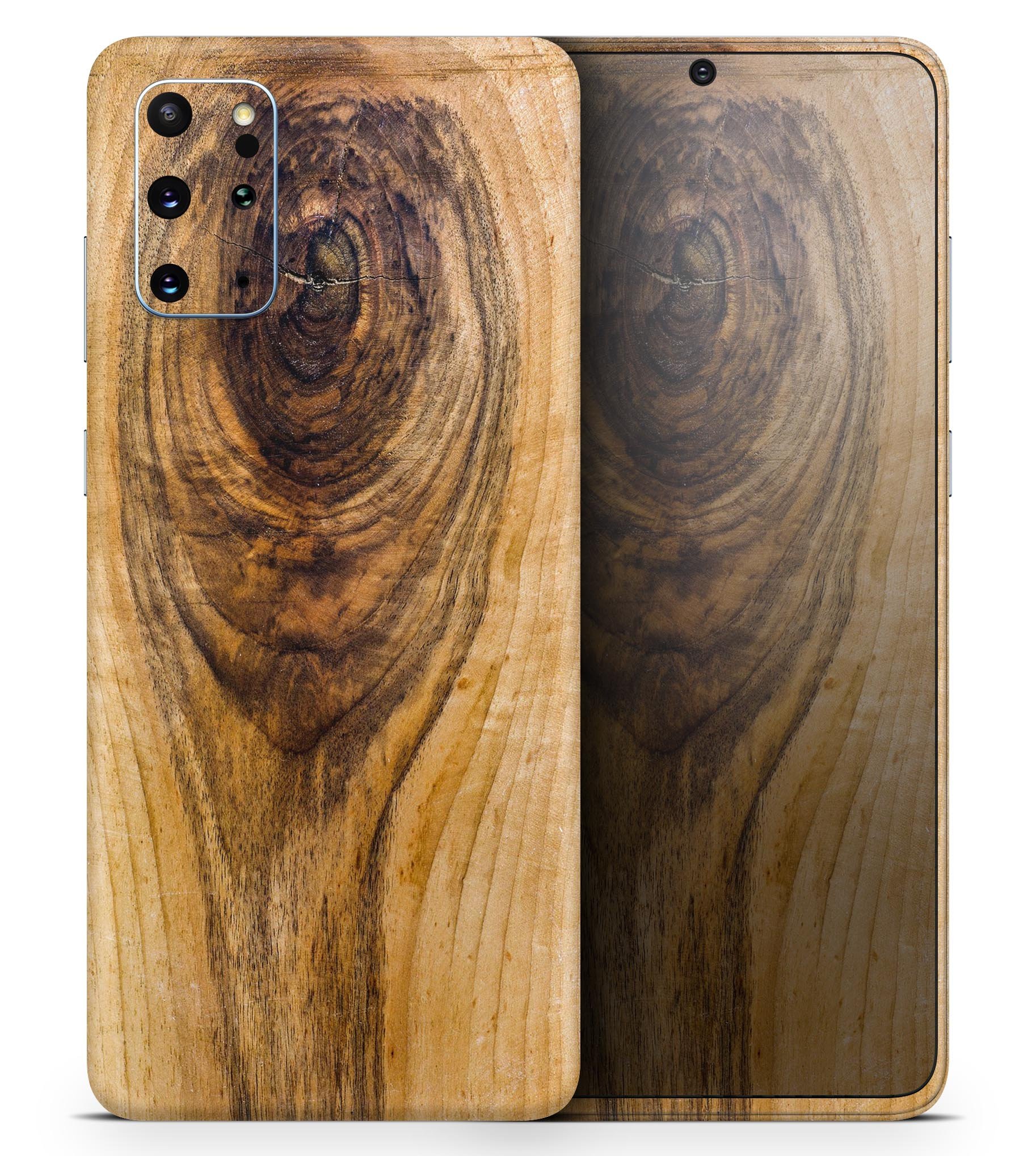 Raw Wood Planks V10 Skin-Kit for Samsung Galaxy S20, showcasing a stylish wood design with a smooth finish.