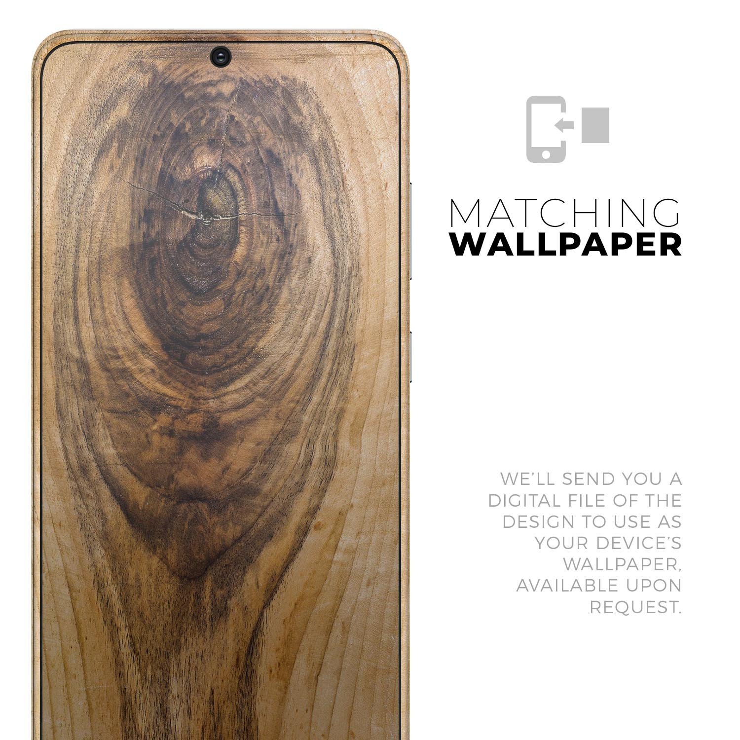 Raw Wood Planks V10 Skin-Kit for Samsung Galaxy S20, showcasing a stylish wood design with a smooth finish.