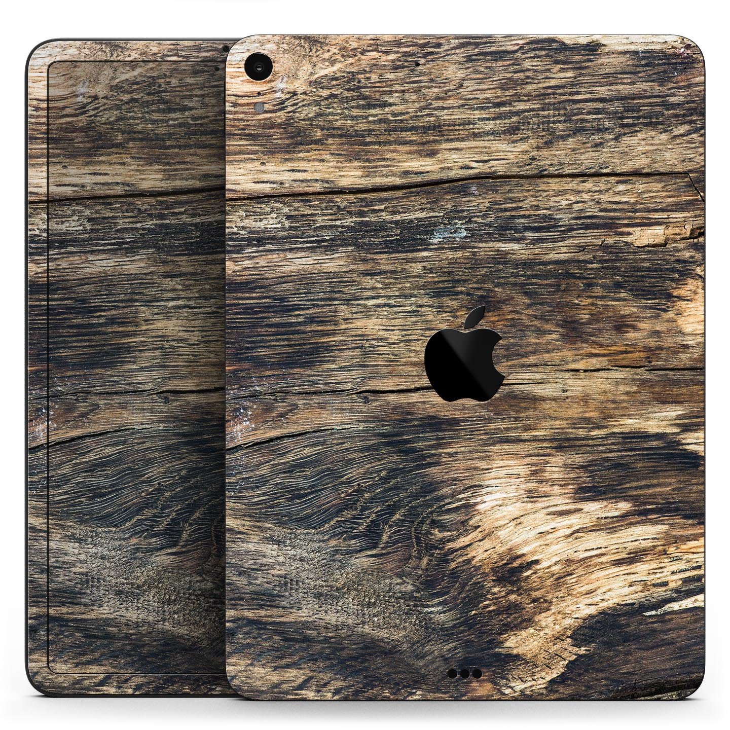 Raw Wood Planks V12 skin decal for Apple iPad Pro, showcasing a rustic wood design with a smooth finish.