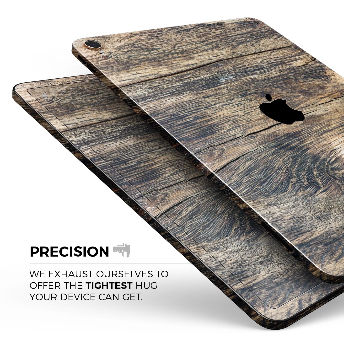 Raw Wood Planks V12 skin decal for Apple iPad Pro, showcasing a rustic wood design with a smooth finish.