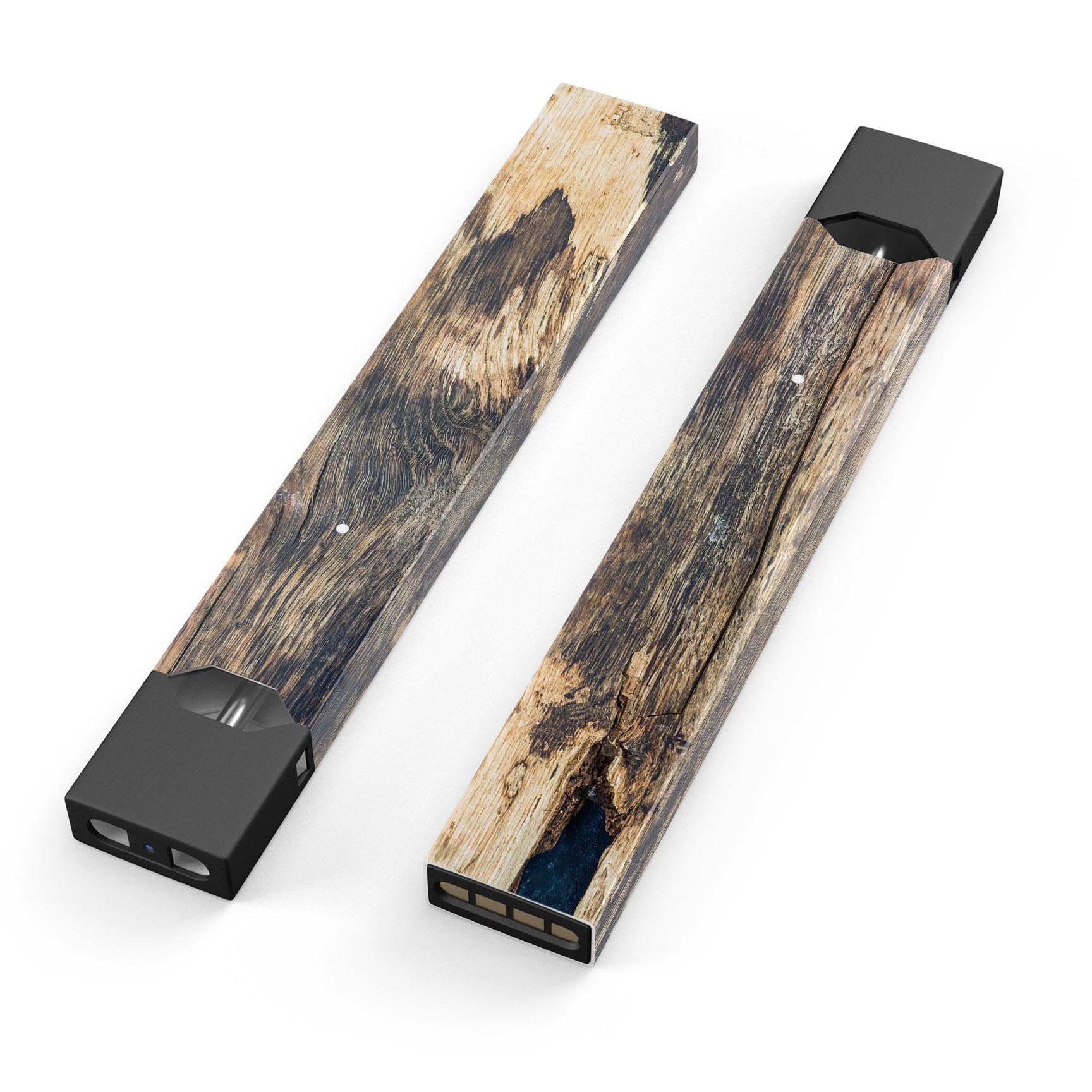 Raw Wood Planks V12 skin-wrap sticker designed for JUUL vaping device, showcasing a stylish wood finish.