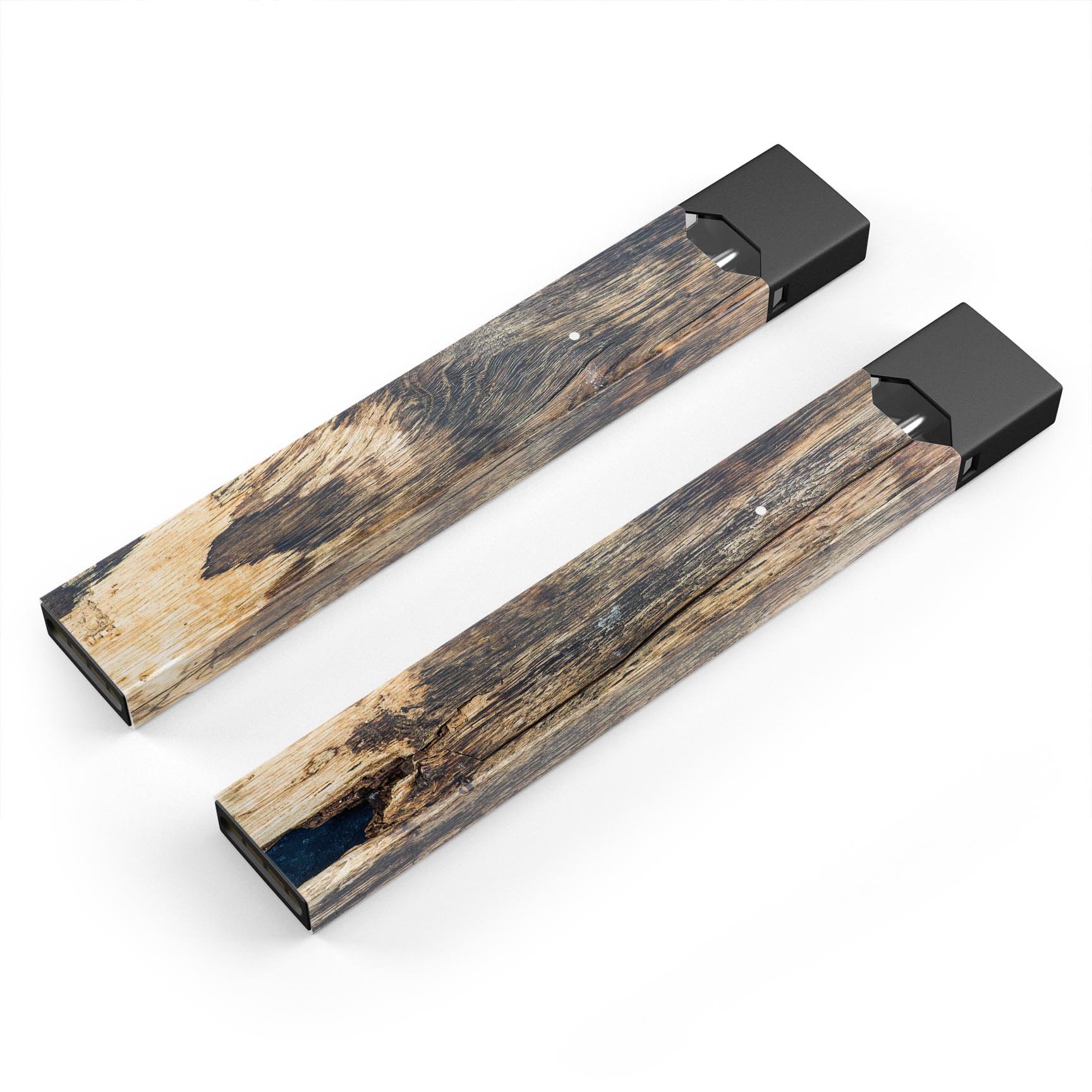 Raw Wood Planks V12 skin-wrap sticker designed for JUUL vaping device, showcasing a stylish wood finish.