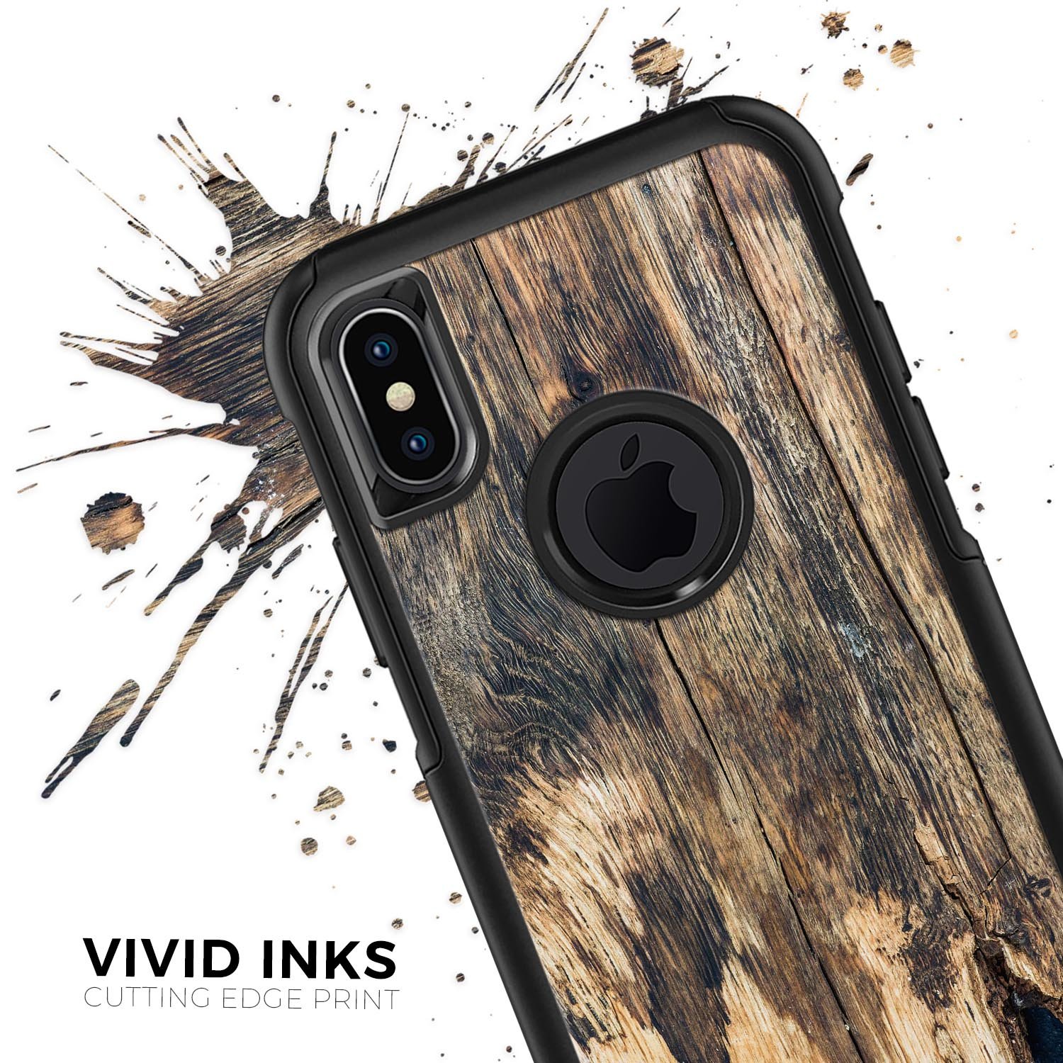 Raw Wood Planks V12 Skin Kit for iPhone OtterBox Cases featuring a natural wood grain design.