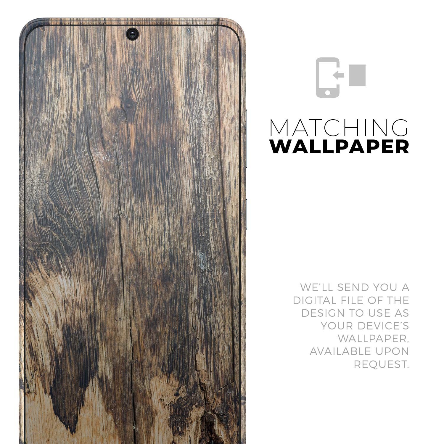 Raw Wood Planks V12 skin for Samsung Galaxy S20, showcasing a stylish wood grain design with a premium finish.