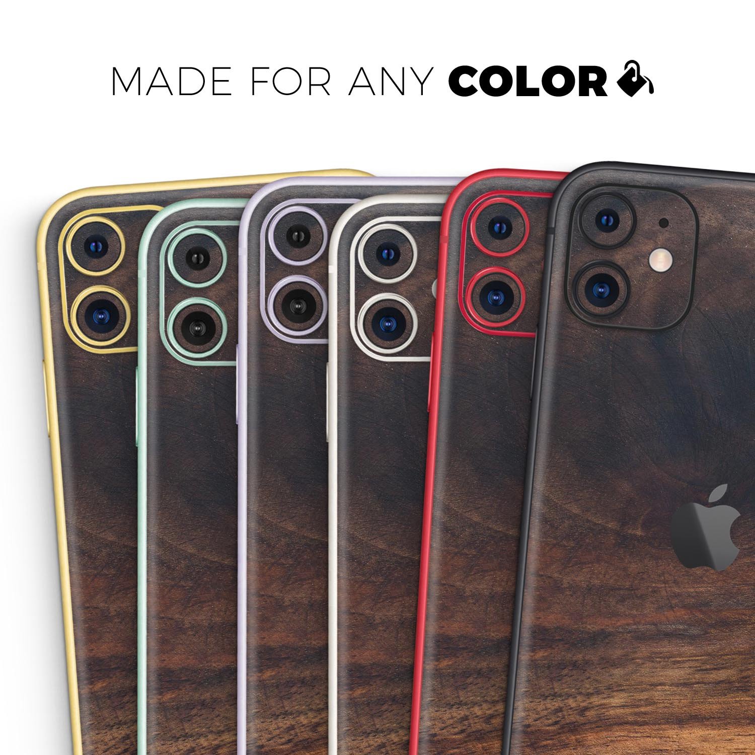 Raw Wood Planks V13 skin for Apple iPhone 14, showcasing a stylish wood grain design.