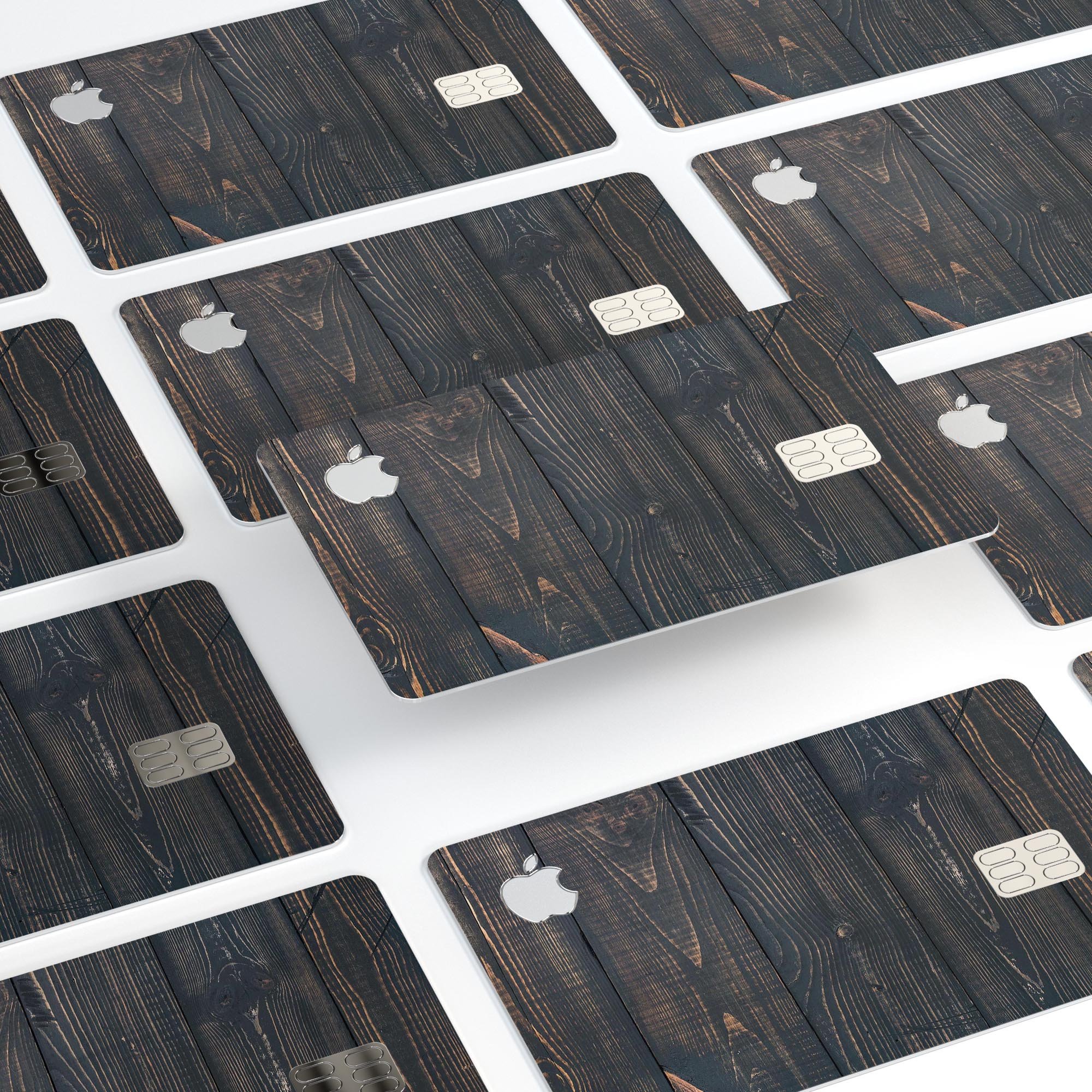 Raw Wood Planks V14 skin kit for Apple Card, showcasing premium vinyl design and finishes.