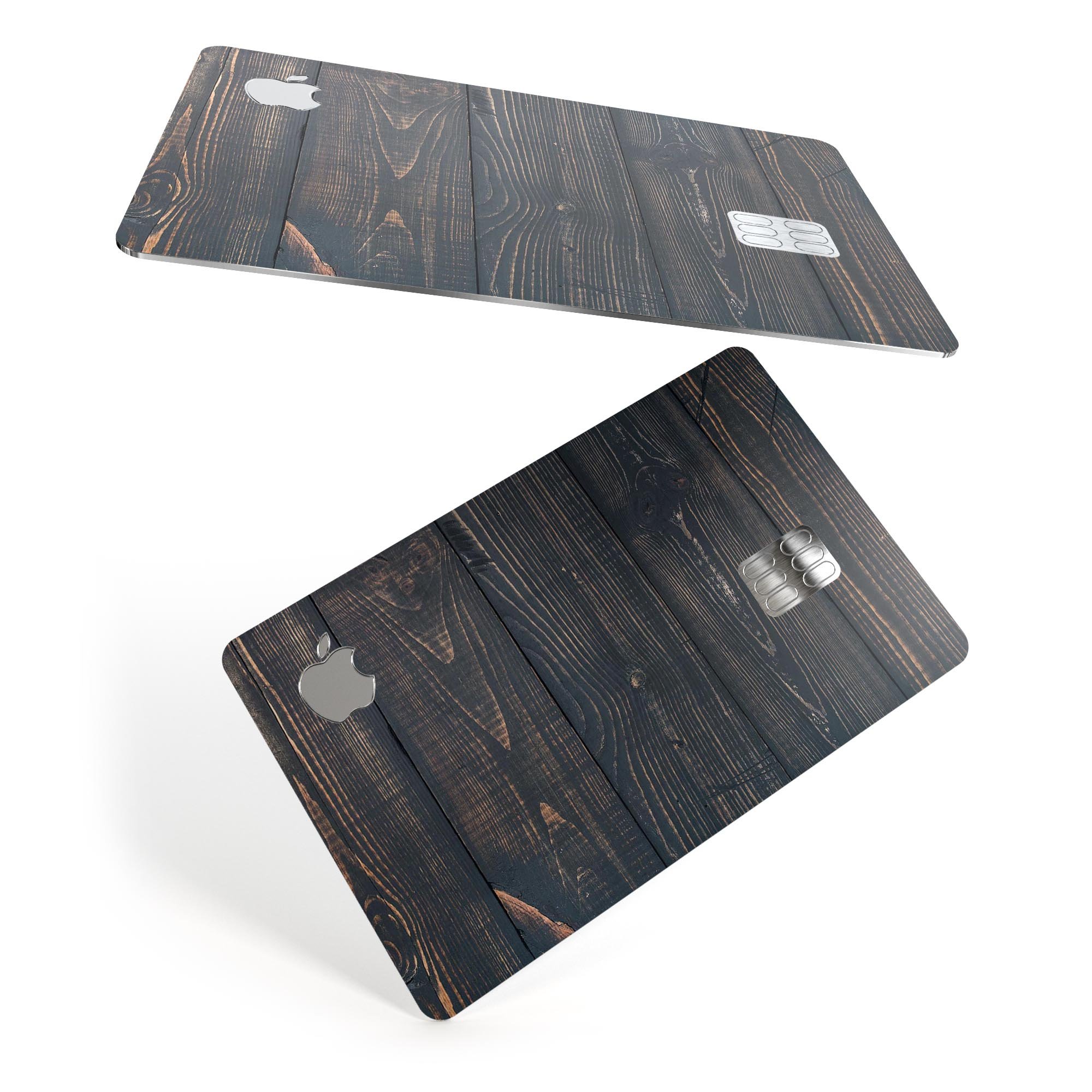 Raw Wood Planks V14 skin kit for Apple Card, showcasing premium vinyl design and finishes.