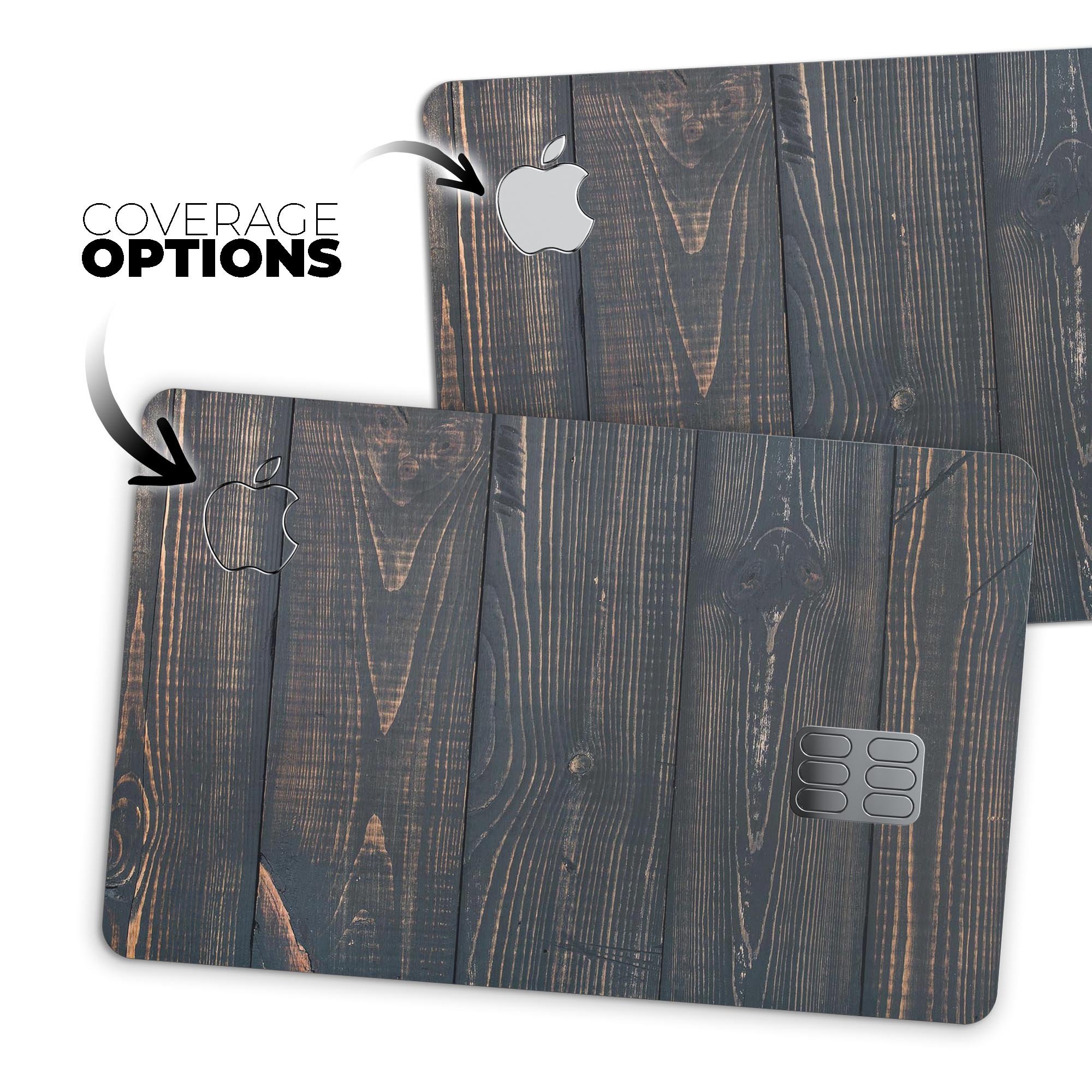 Raw Wood Planks V14 skin kit for Apple Card, showcasing premium vinyl design and finishes.