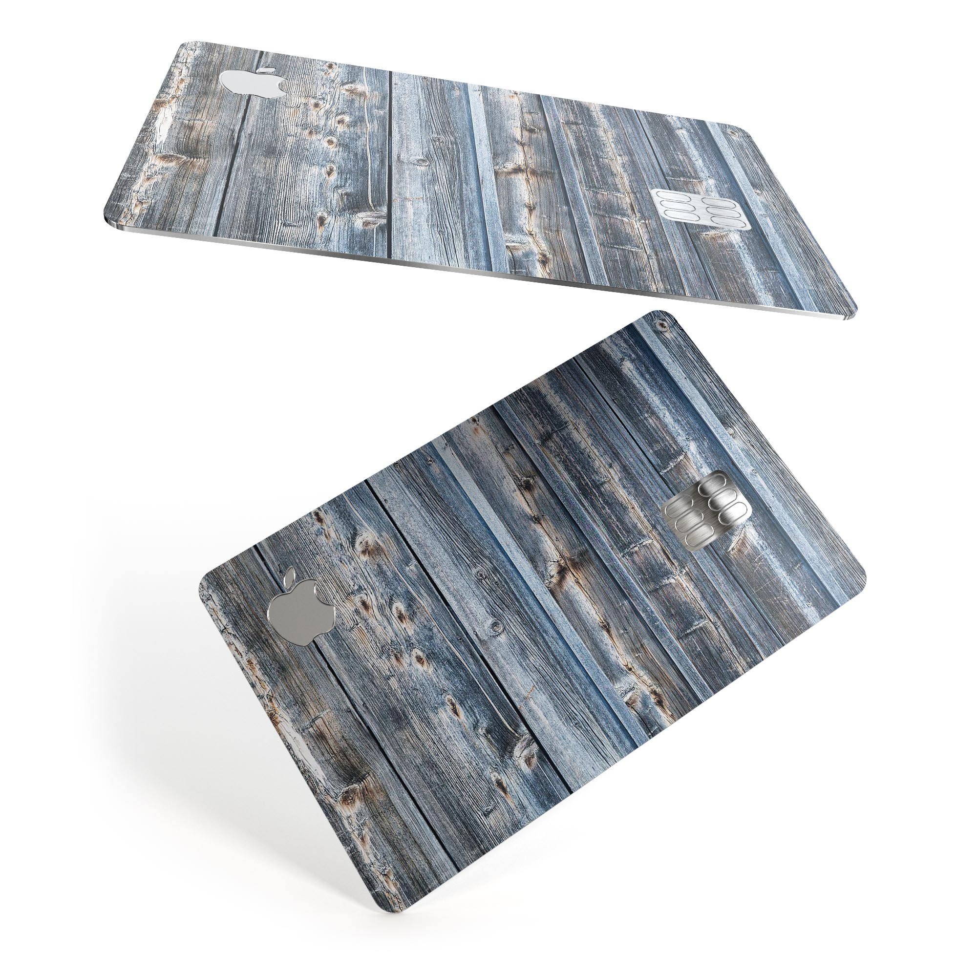 Raw Wood Planks V2 skin kit for Apple Card, showcasing premium vinyl design and finishes.