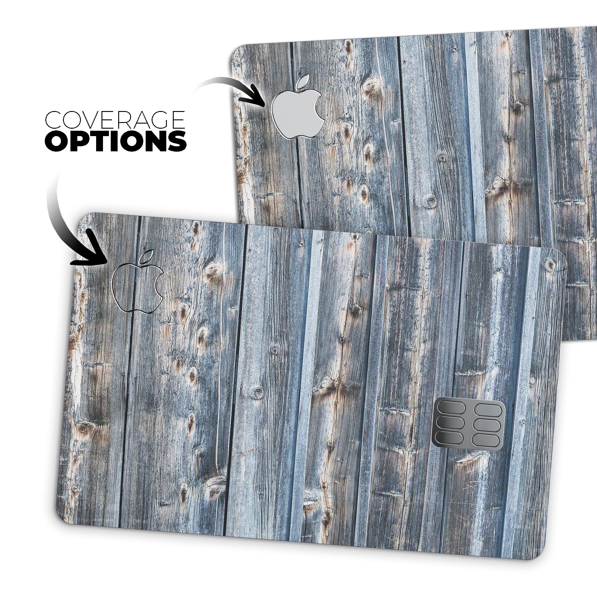 Raw Wood Planks V2 skin kit for Apple Card, showcasing premium vinyl design and finishes.