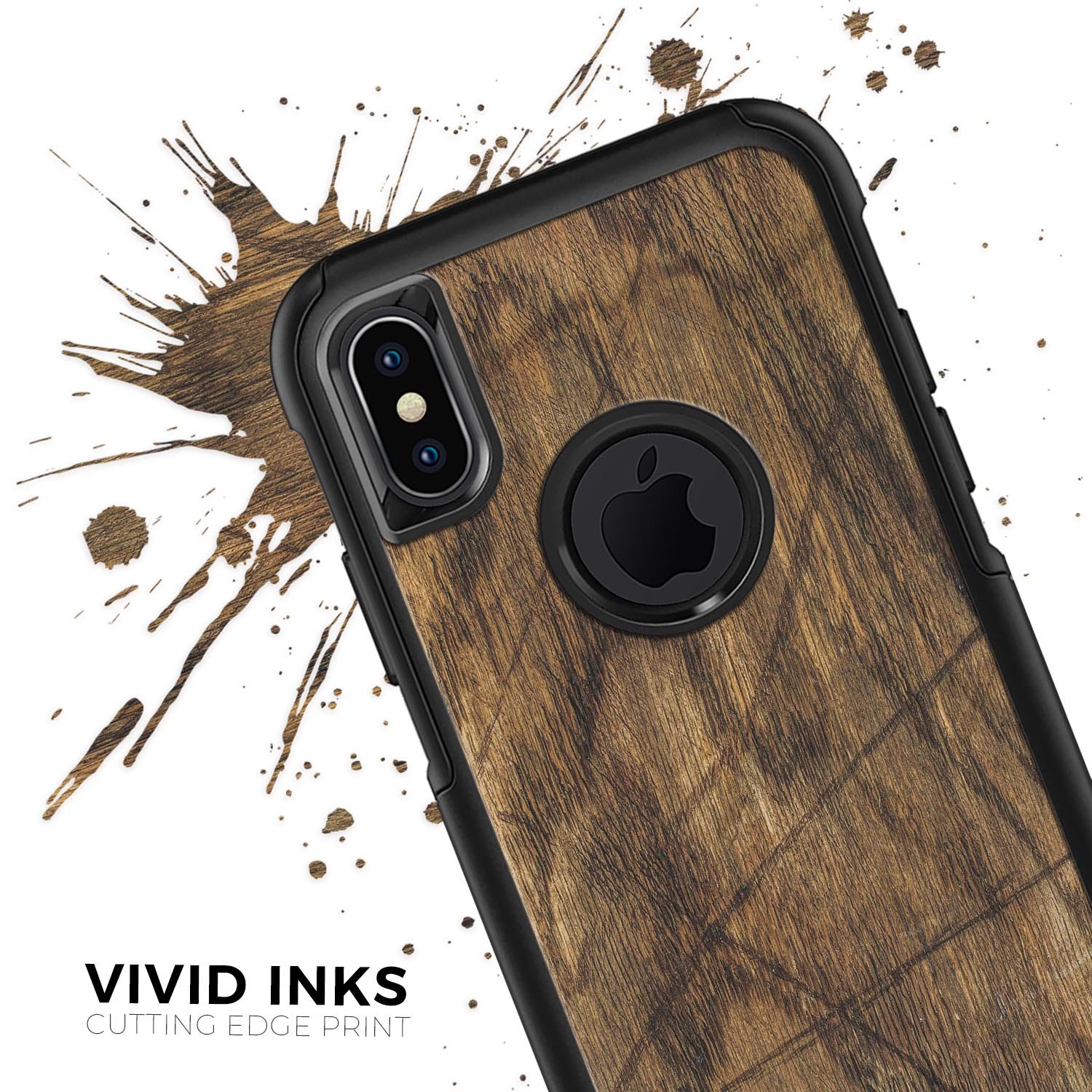 Raw Wood Planks V3 Skin Kit for iPhone OtterBox Cases featuring a natural wood design and premium 3M materials.