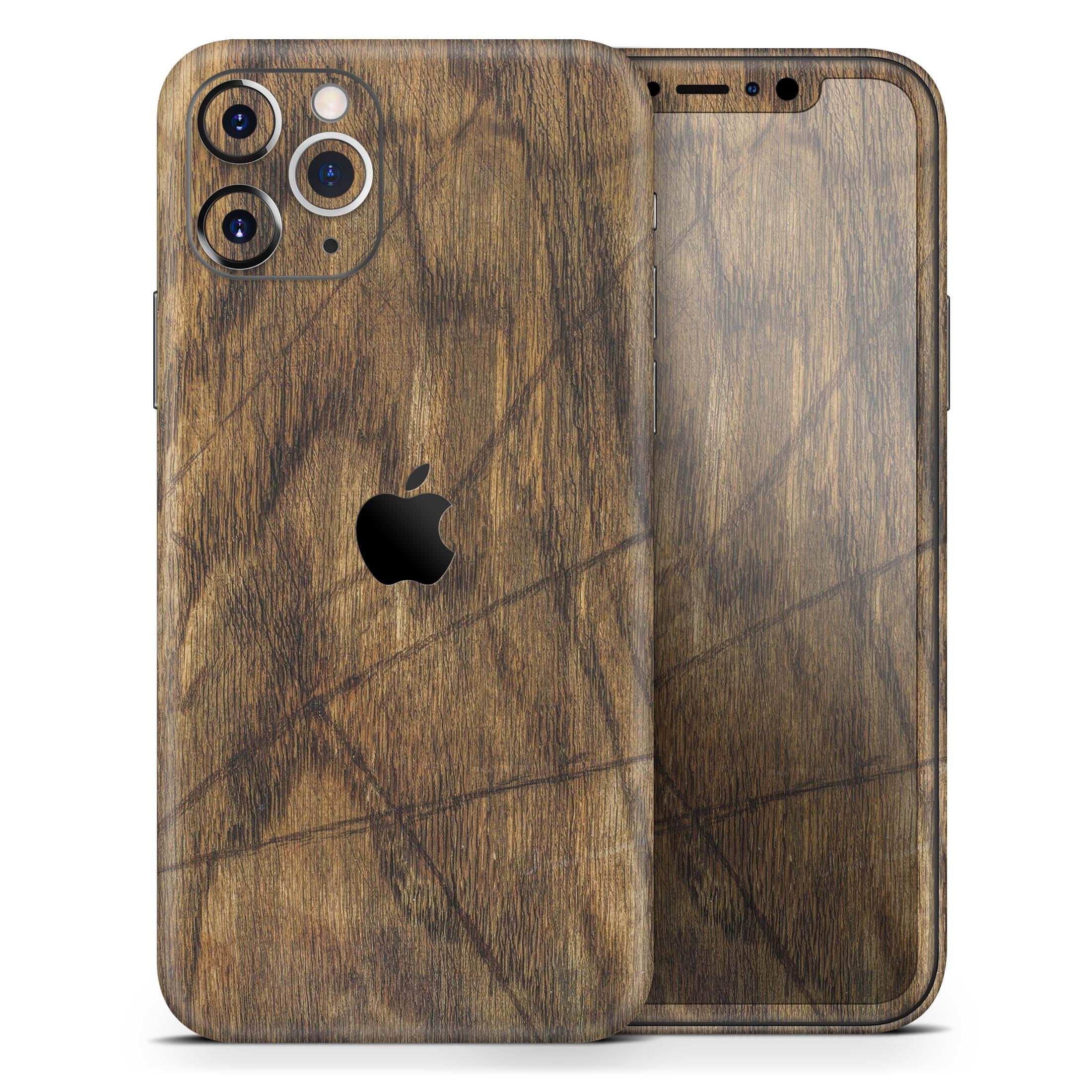 Raw Wood Planks V3 skin for Apple iPhone 14, showcasing a stylish wood grain design.