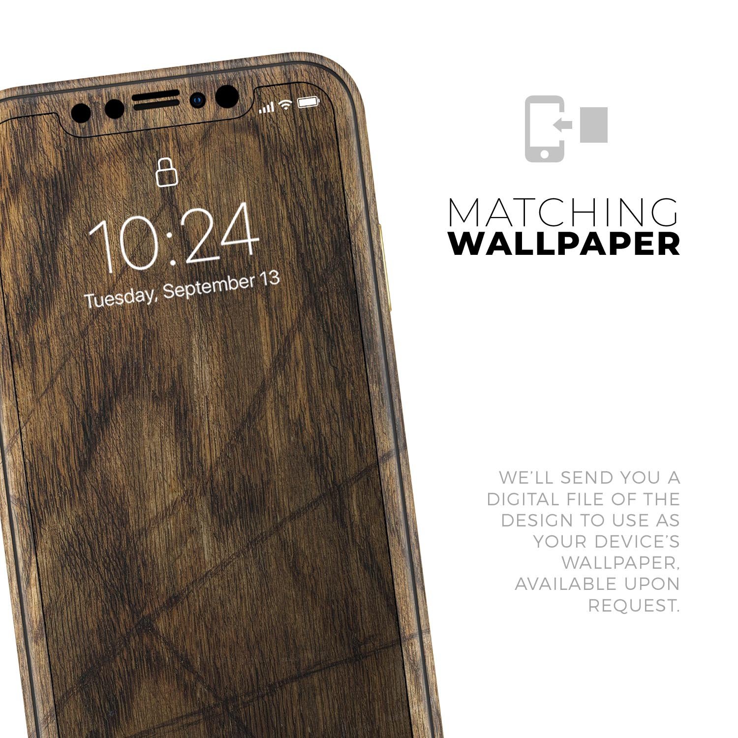 Raw Wood Planks V3 skin for Apple iPhone 14, showcasing a stylish wood grain design.