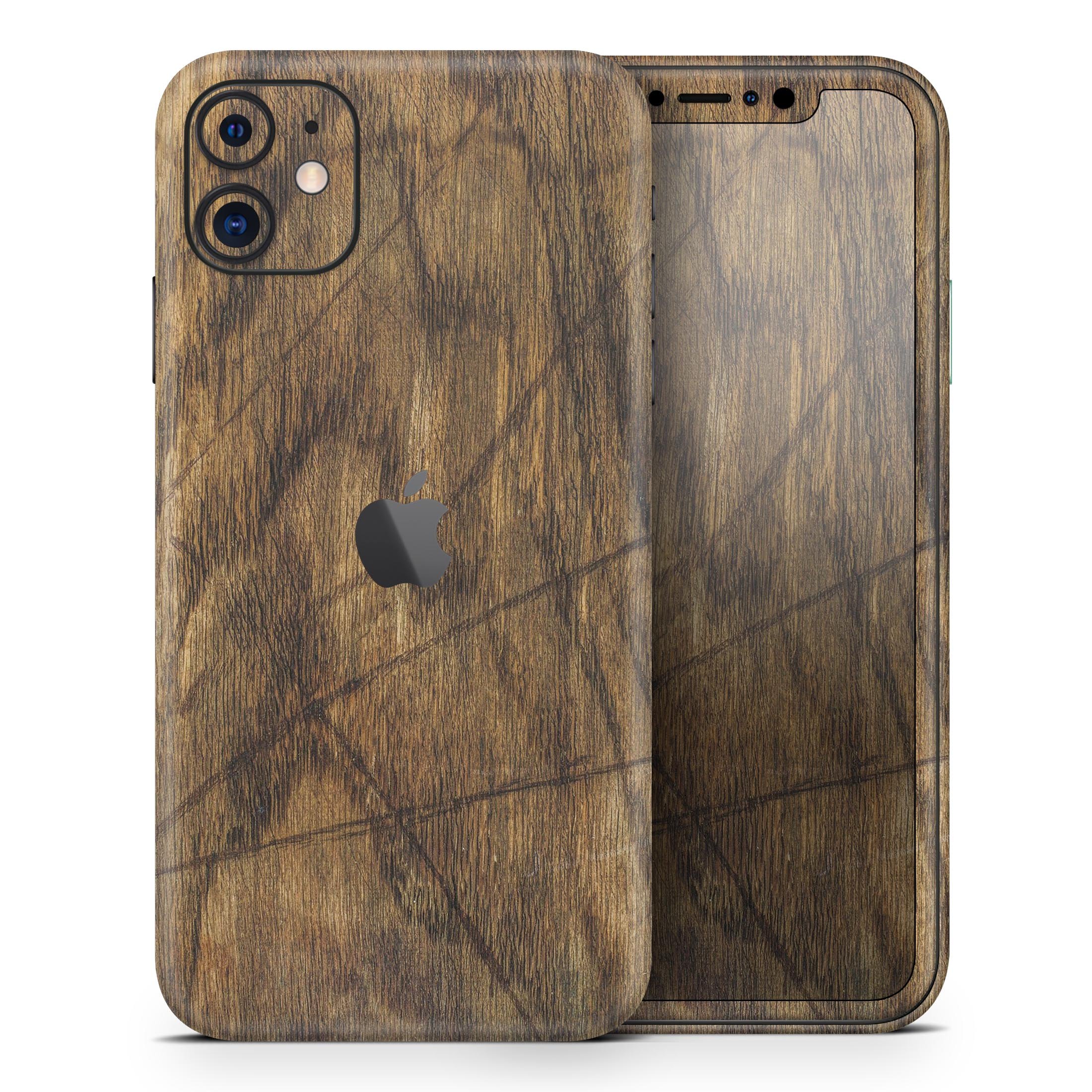 Raw Wood Planks V3 skin for Apple iPhone 14, showcasing a stylish wood grain design.