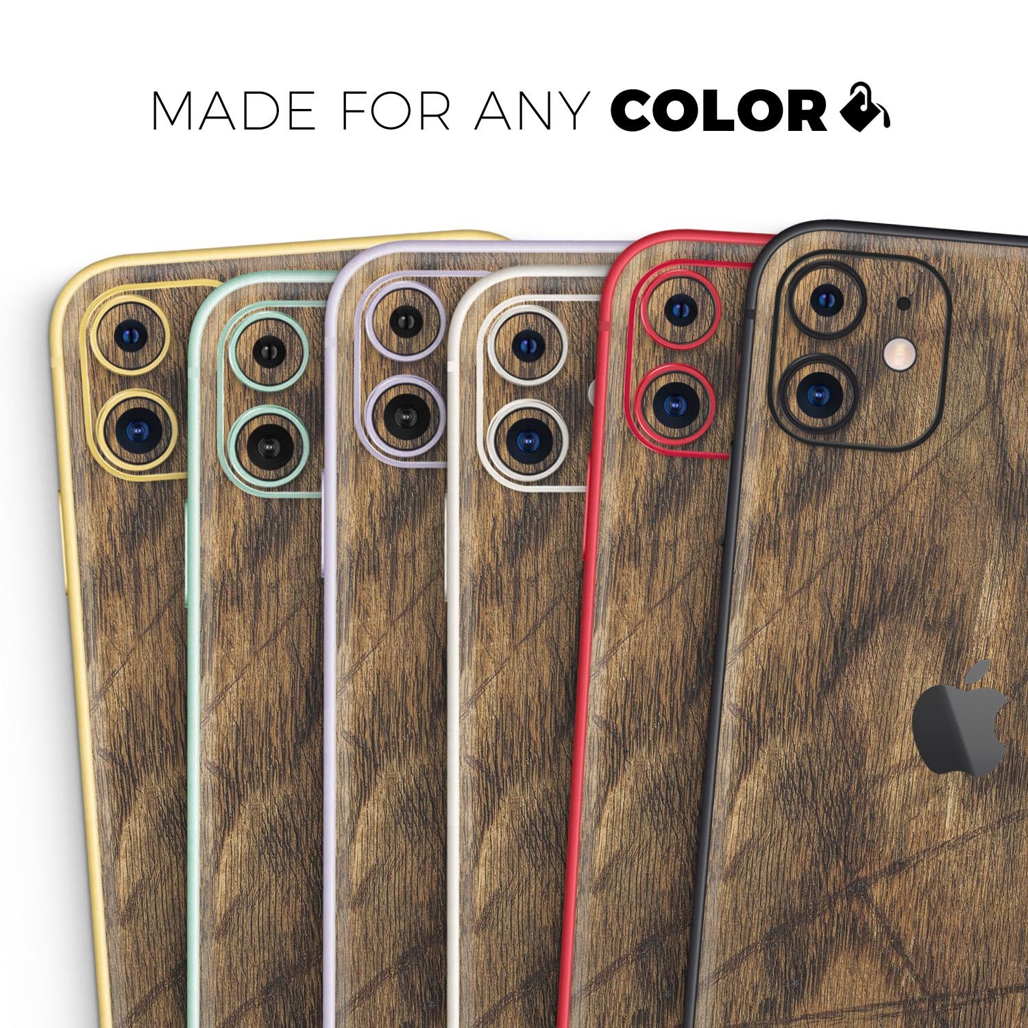 Raw Wood Planks V3 skin for Apple iPhone 14, showcasing a stylish wood grain design.