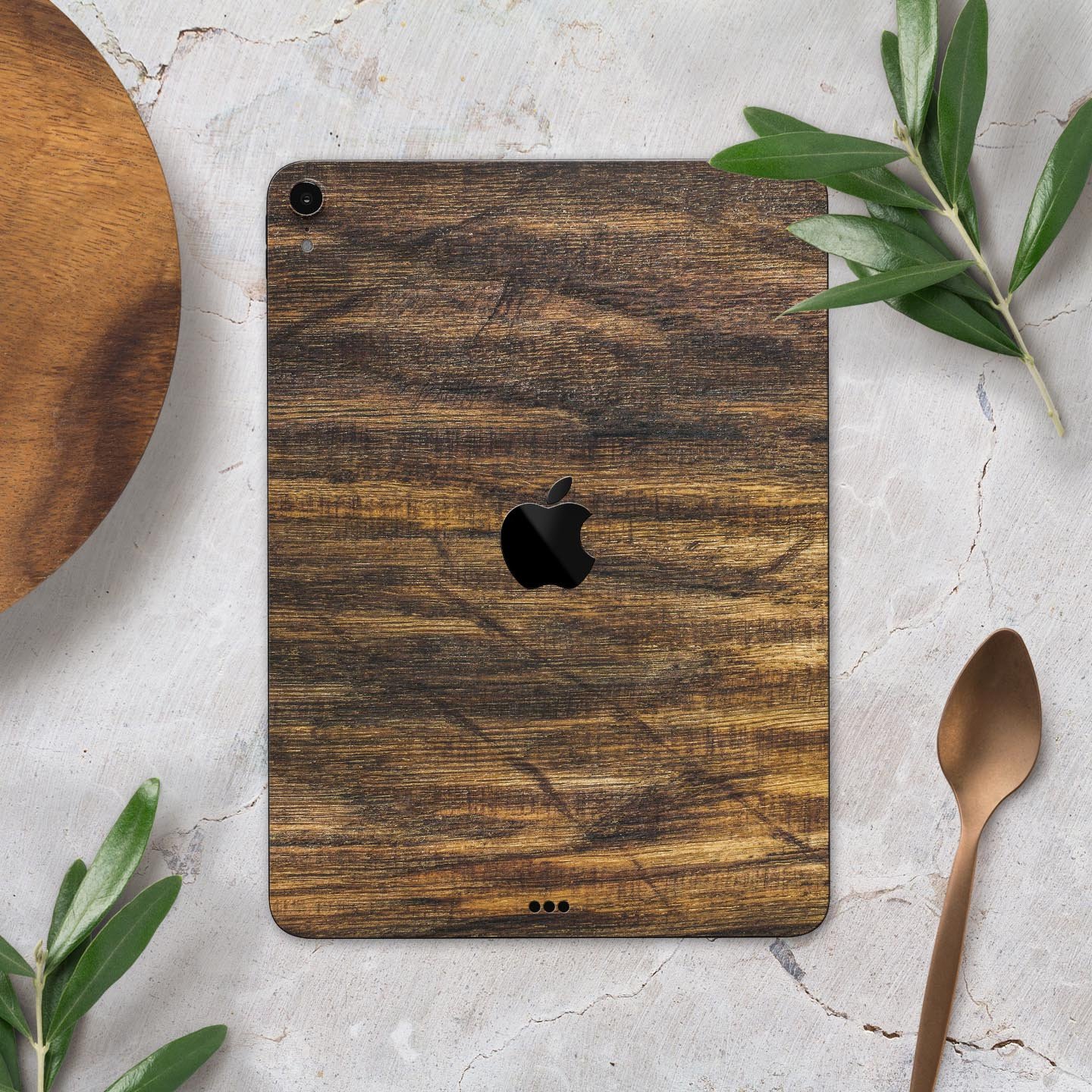 Raw Wood Planks V4 skin decal for Apple iPad Pro, showcasing a rustic wood design with ultra-thin protection.