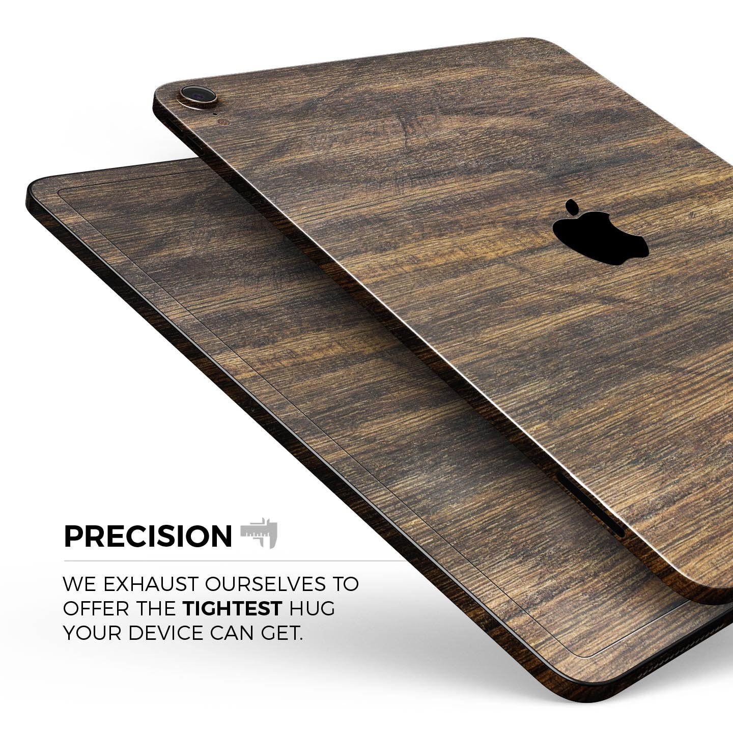 Raw Wood Planks V4 skin decal for Apple iPad Pro, showcasing a rustic wood design with ultra-thin protection.