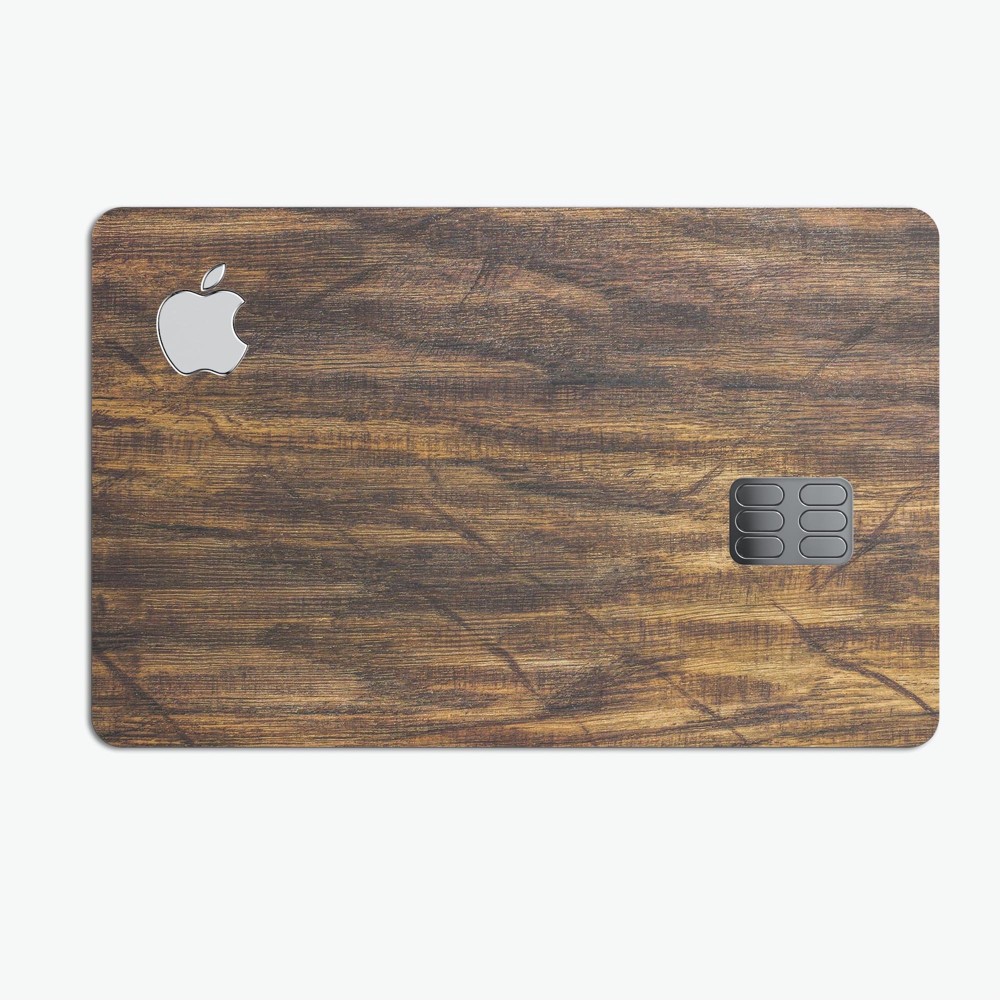 Raw Wood Planks V4 skin kit for Apple Card, showcasing premium vinyl design and finishes.