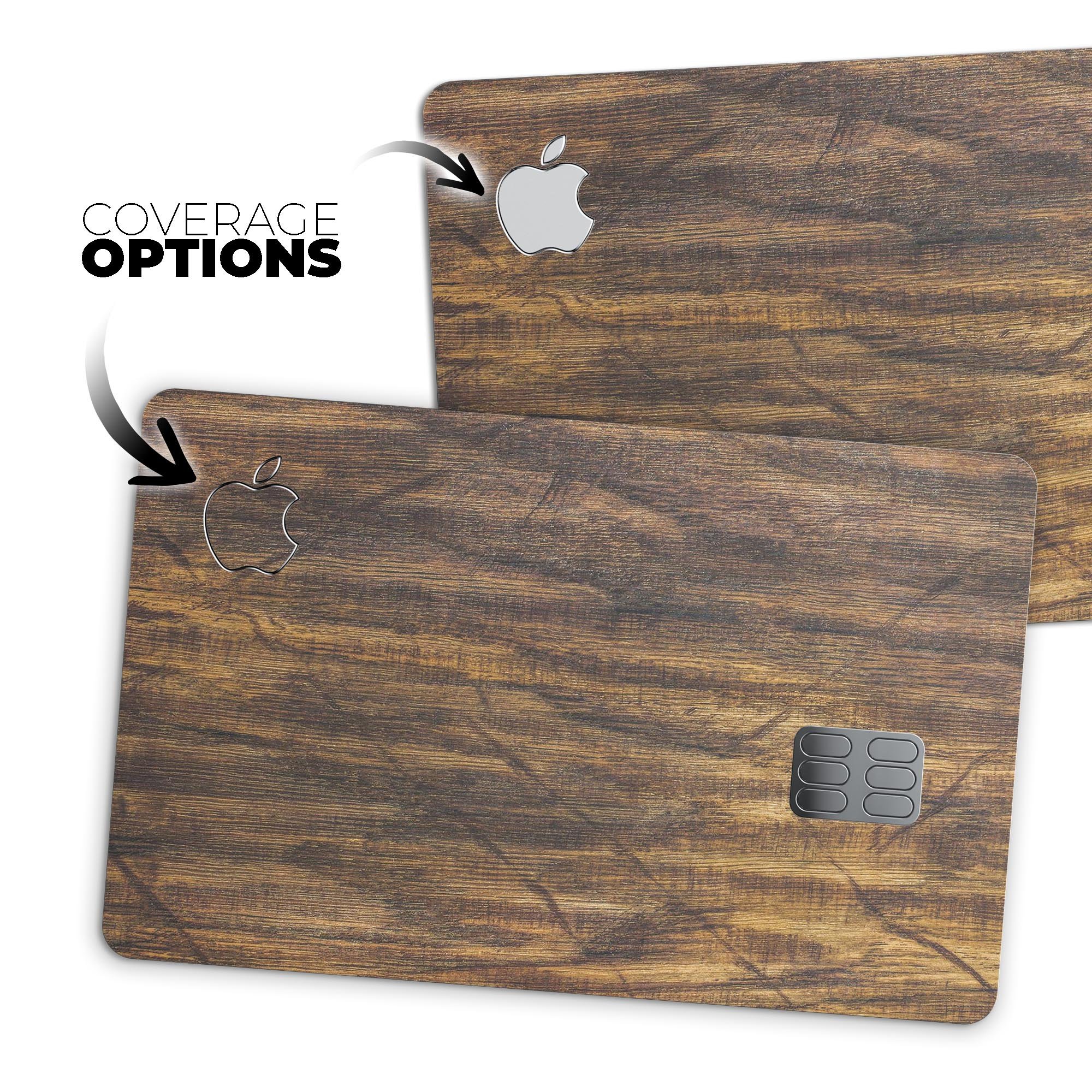 Raw Wood Planks V4 skin kit for Apple Card, showcasing premium vinyl design and finishes.