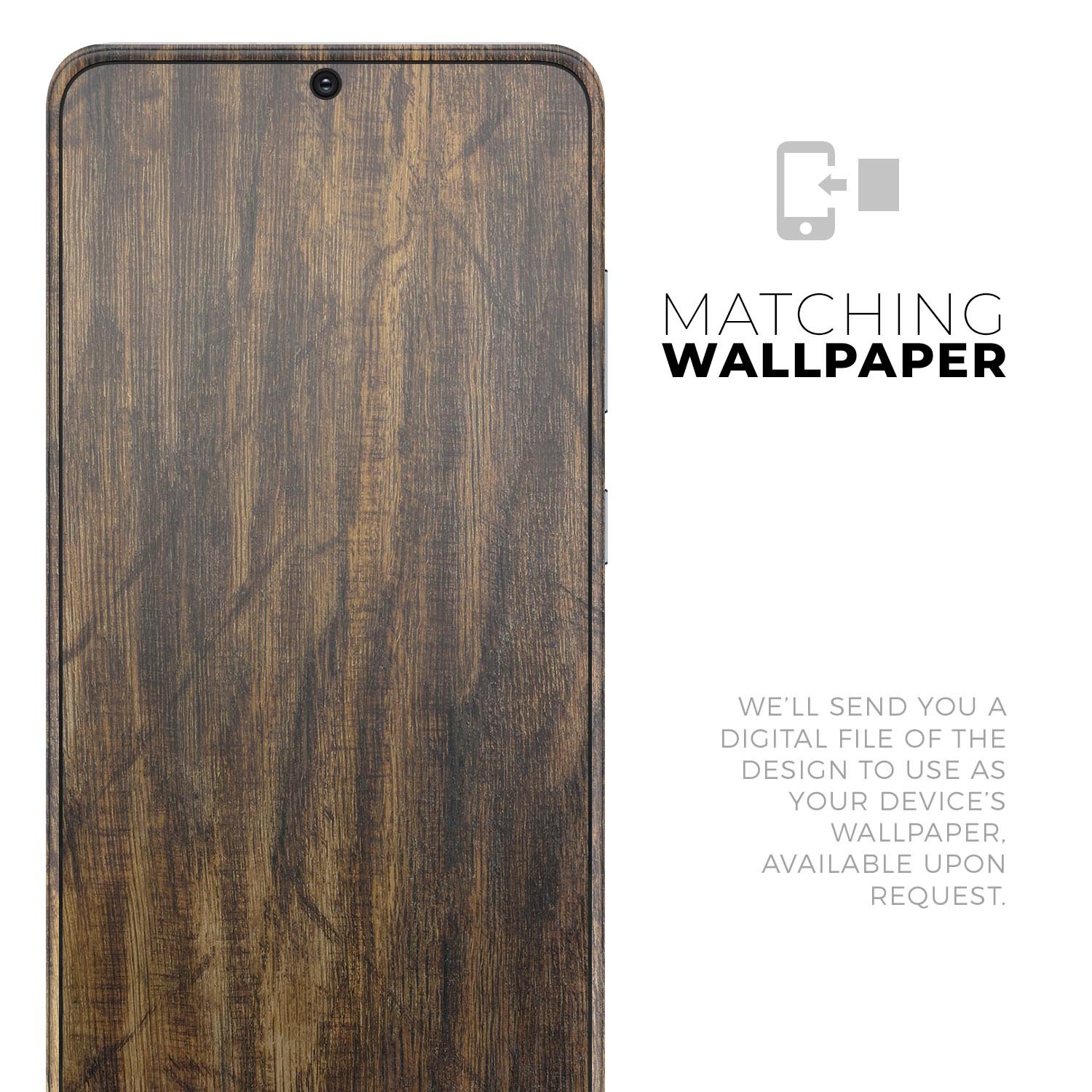 Raw Wood Planks V4 Skin-Kit for Samsung Galaxy S20, showcasing a stylish wood grain design on a sleek phone.