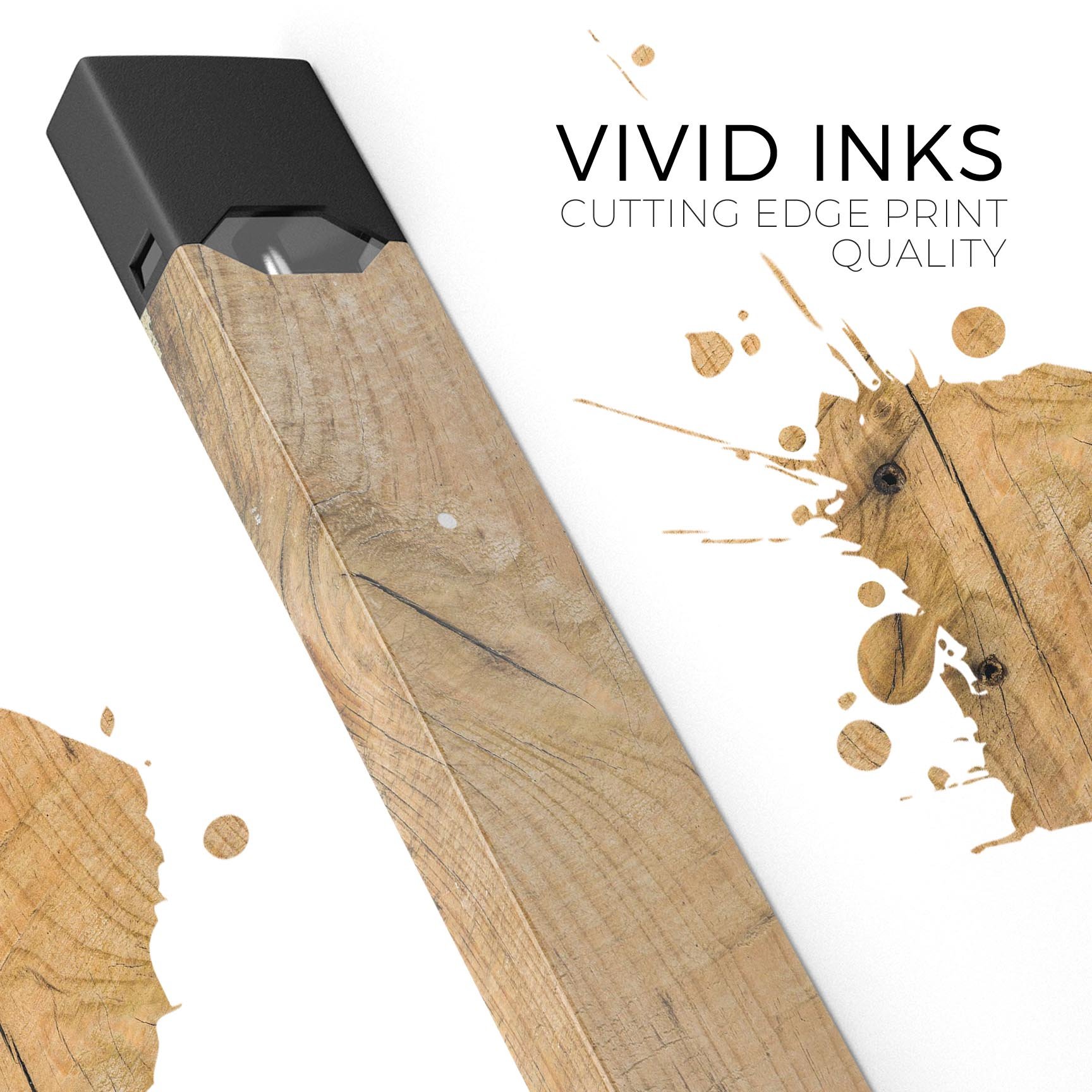 Raw Wood Planks V5 skin-wrap sticker designed for JUUL vaping device, showcasing a wood grain pattern for stylish protection.