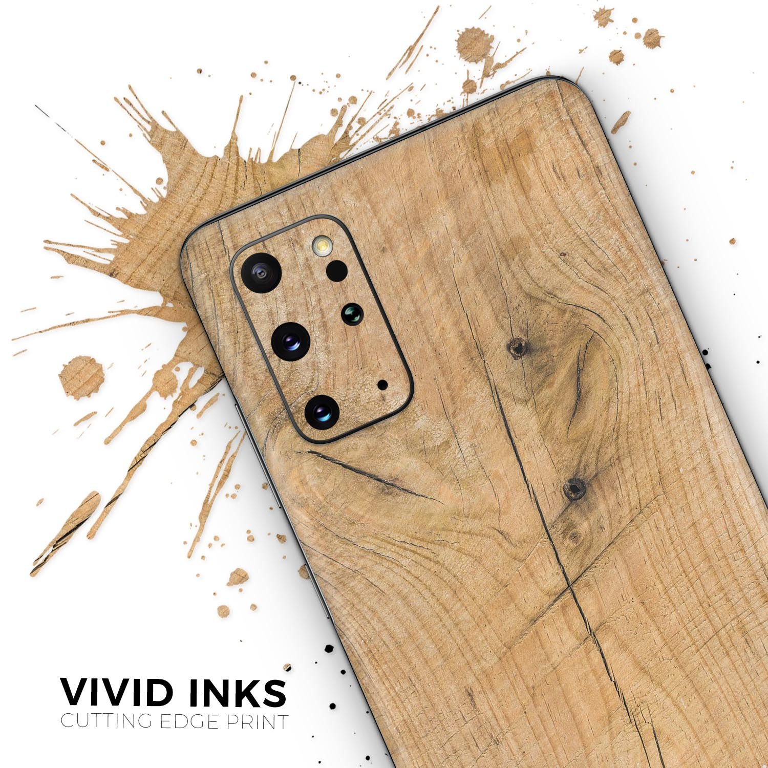 Raw Wood Planks V5 skin for Samsung Galaxy S20, showcasing a stylish wood design with a premium finish.