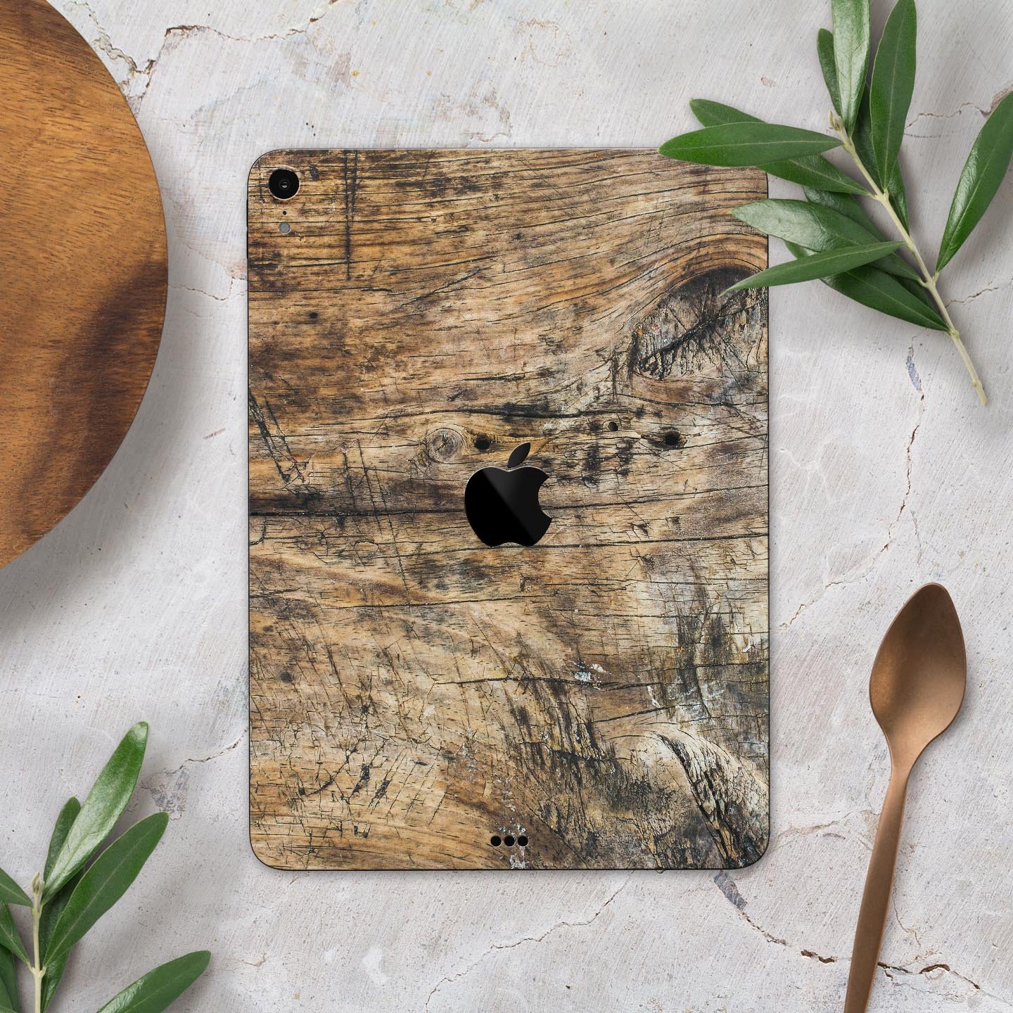 Raw Wood Planks V6 skin decal for Apple iPad Pro, showcasing a rustic wood design with a smooth finish.