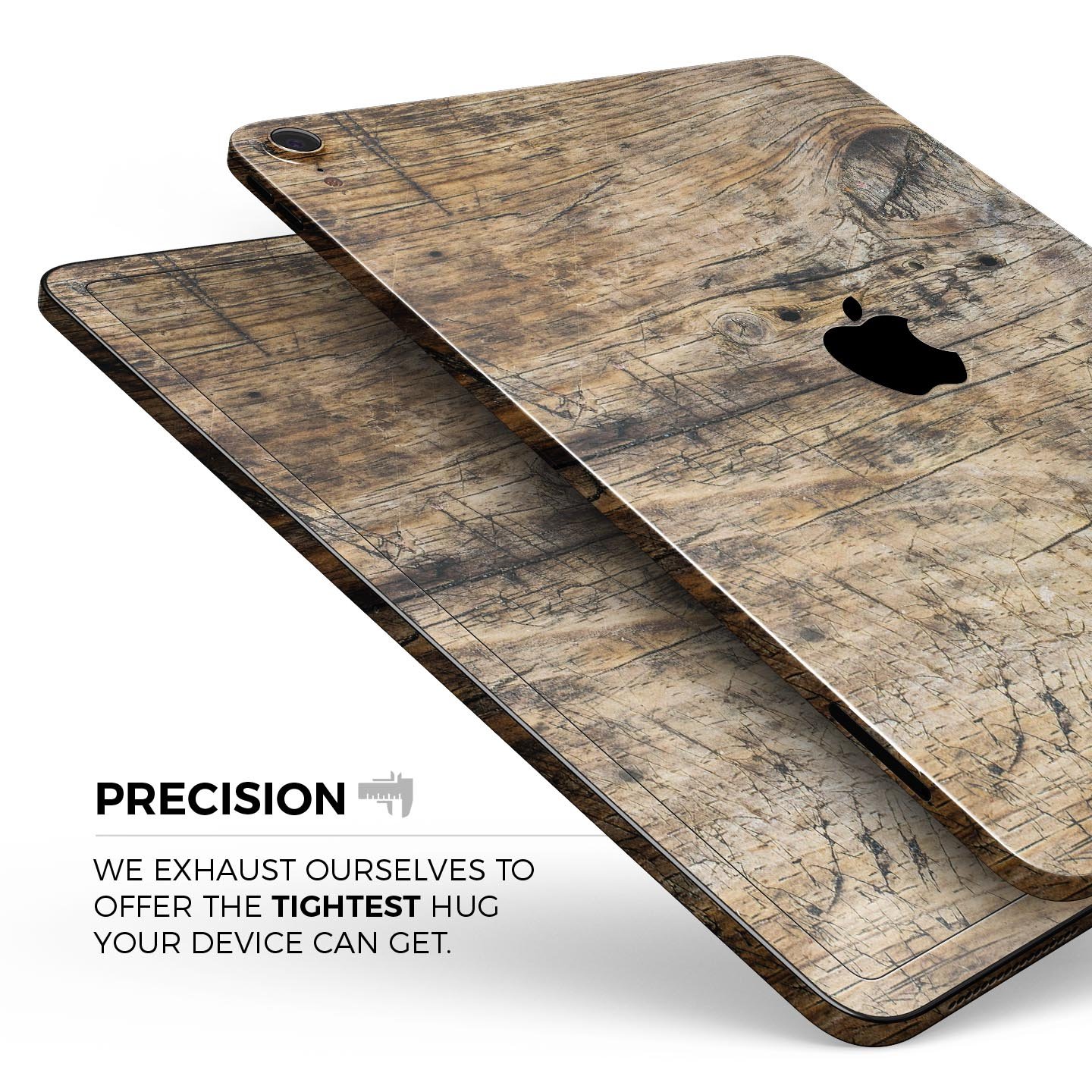 Raw Wood Planks V6 skin decal for Apple iPad Pro, showcasing a rustic wood design with a smooth finish.