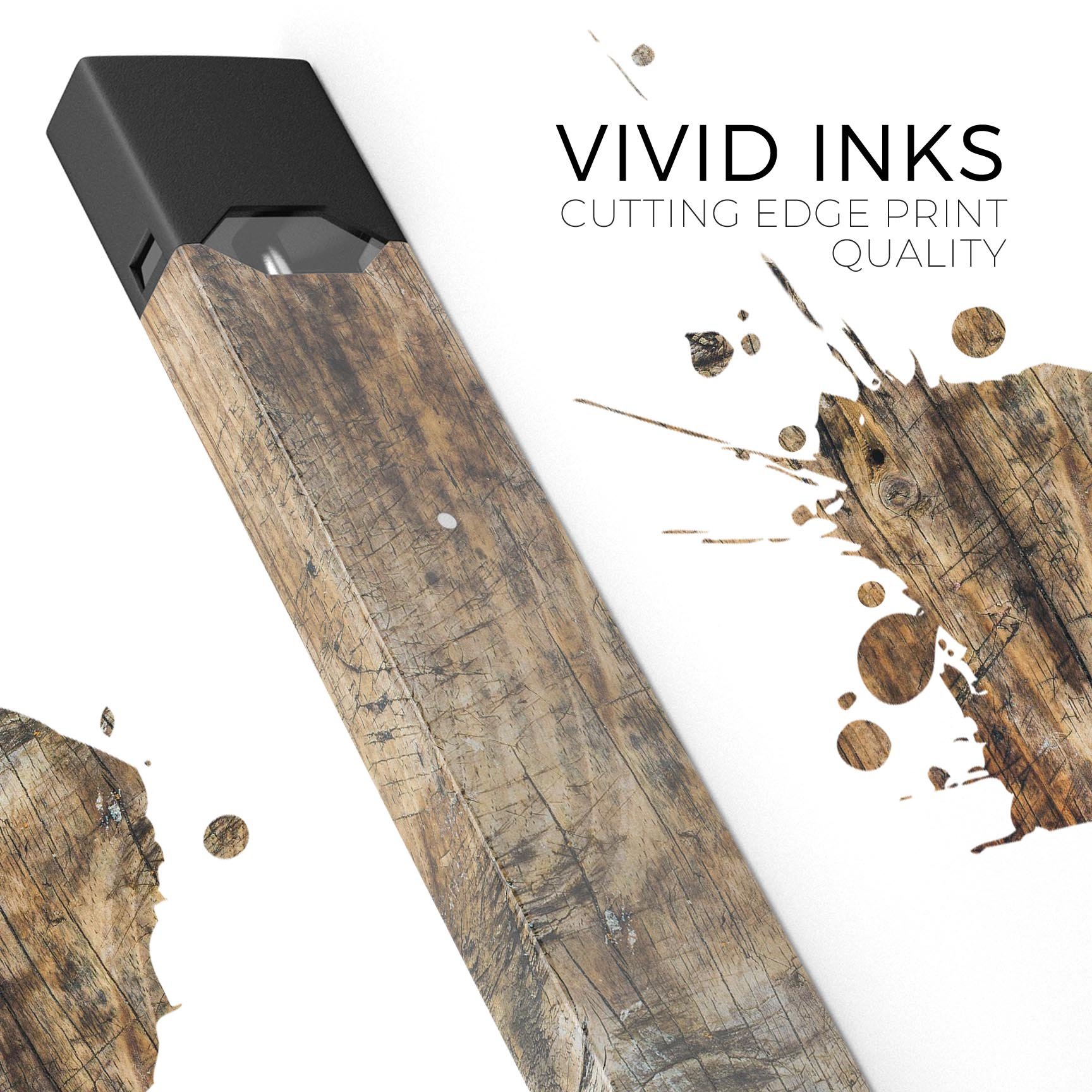 Raw Wood Planks V6 skin-wrap sticker designed for JUUL vaping device, showcasing a stylish wood design with protective features.