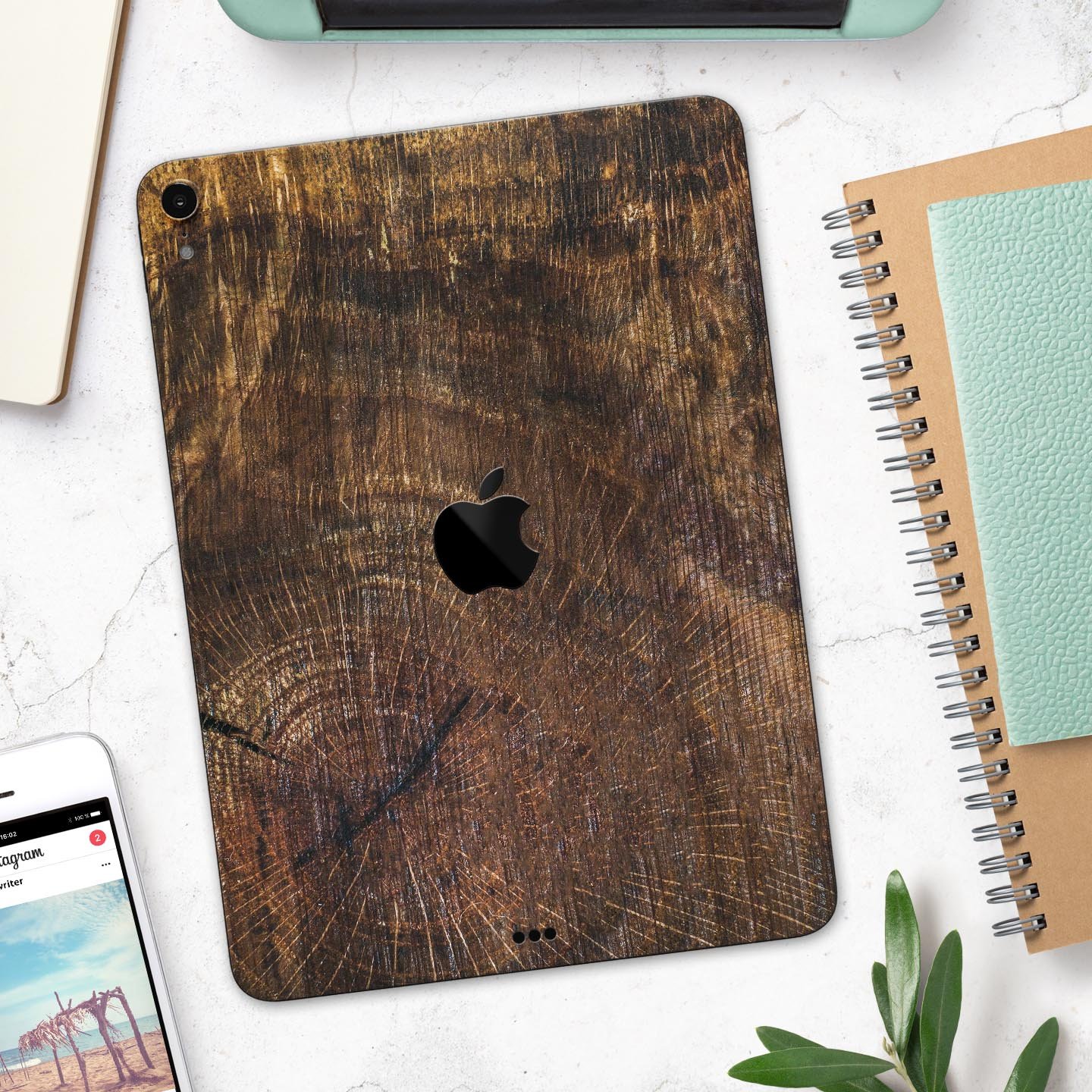 Raw Wood Planks V7 skin decal for Apple iPad Pro, showcasing a stylish wood design with a smooth finish.