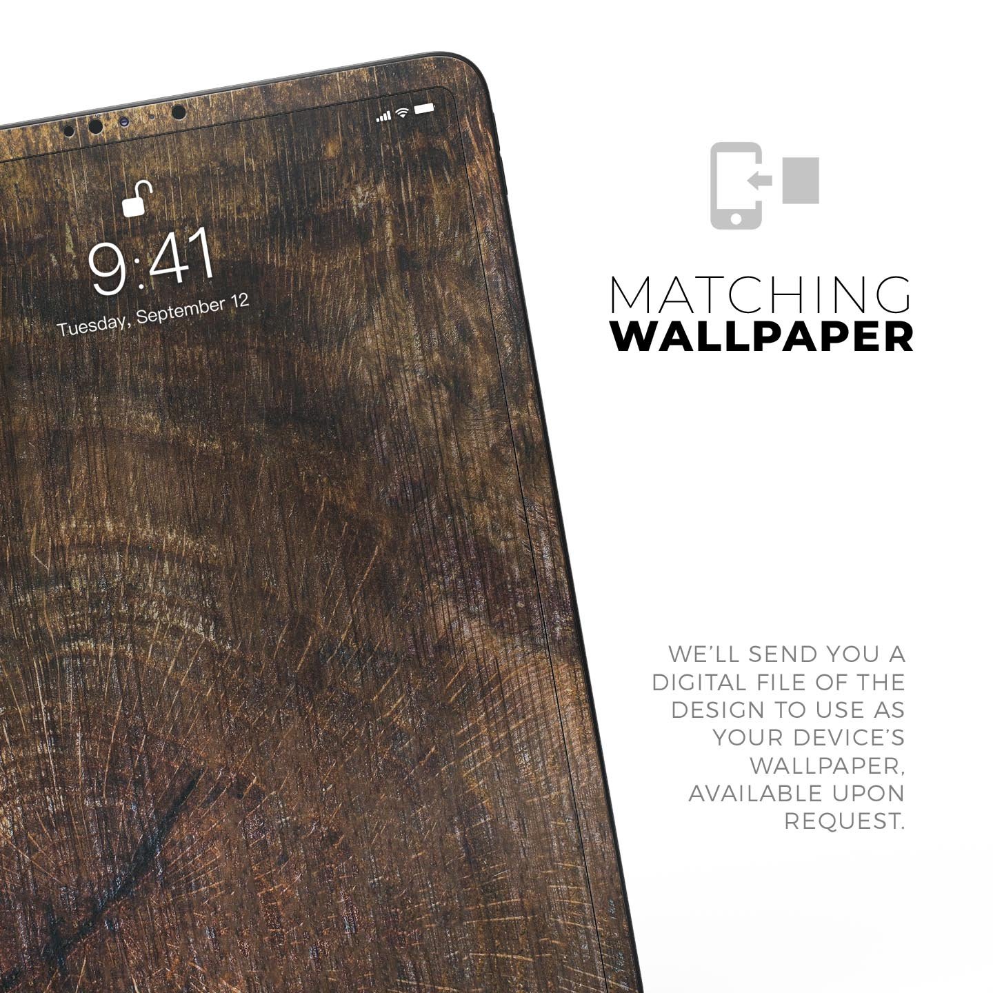 Raw Wood Planks V7 skin decal for Apple iPad Pro, showcasing a stylish wood design with a smooth finish.