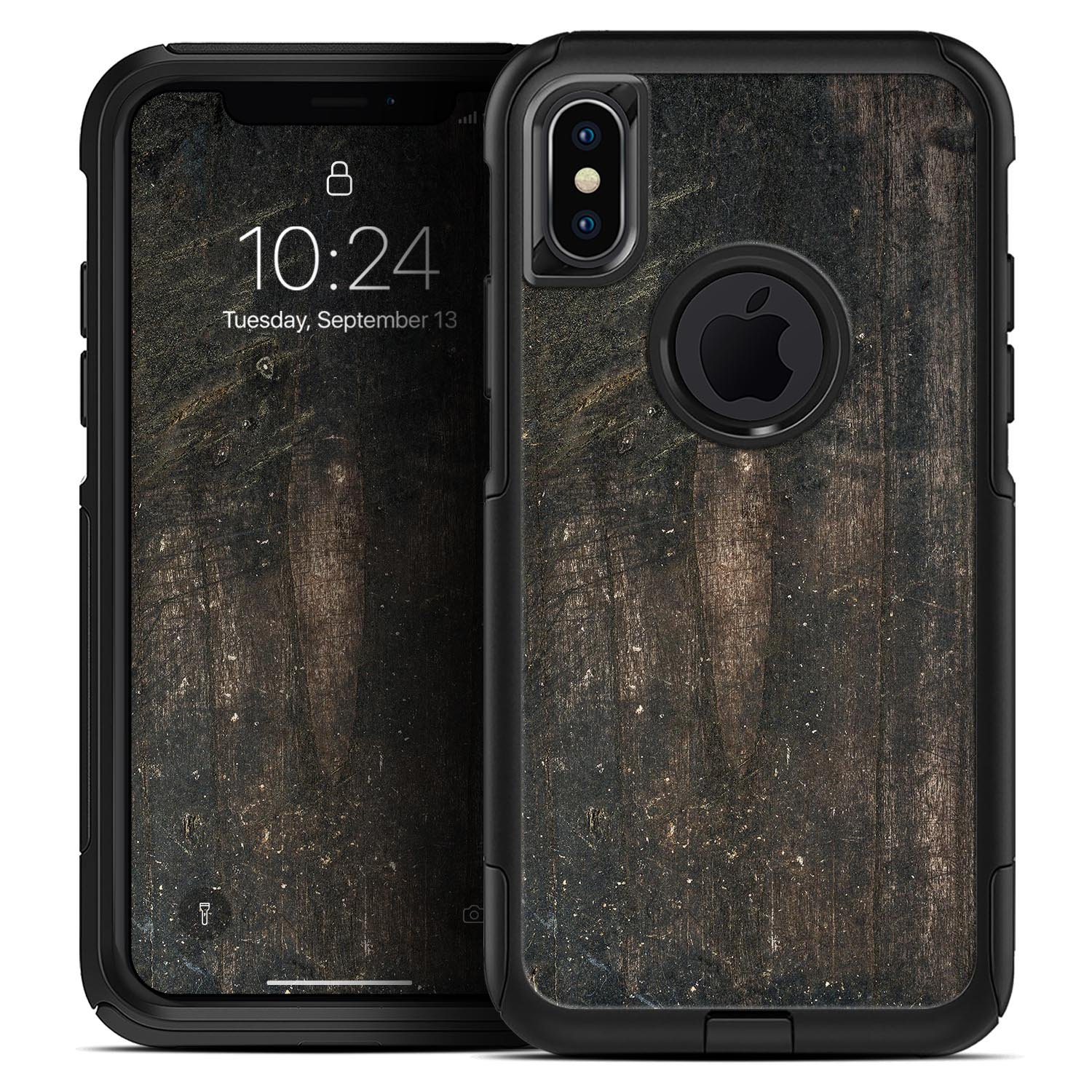 Raw Wood Planks V8 Skin Kit for iPhone OtterBox Cases, showcasing a natural wood design with a premium finish.