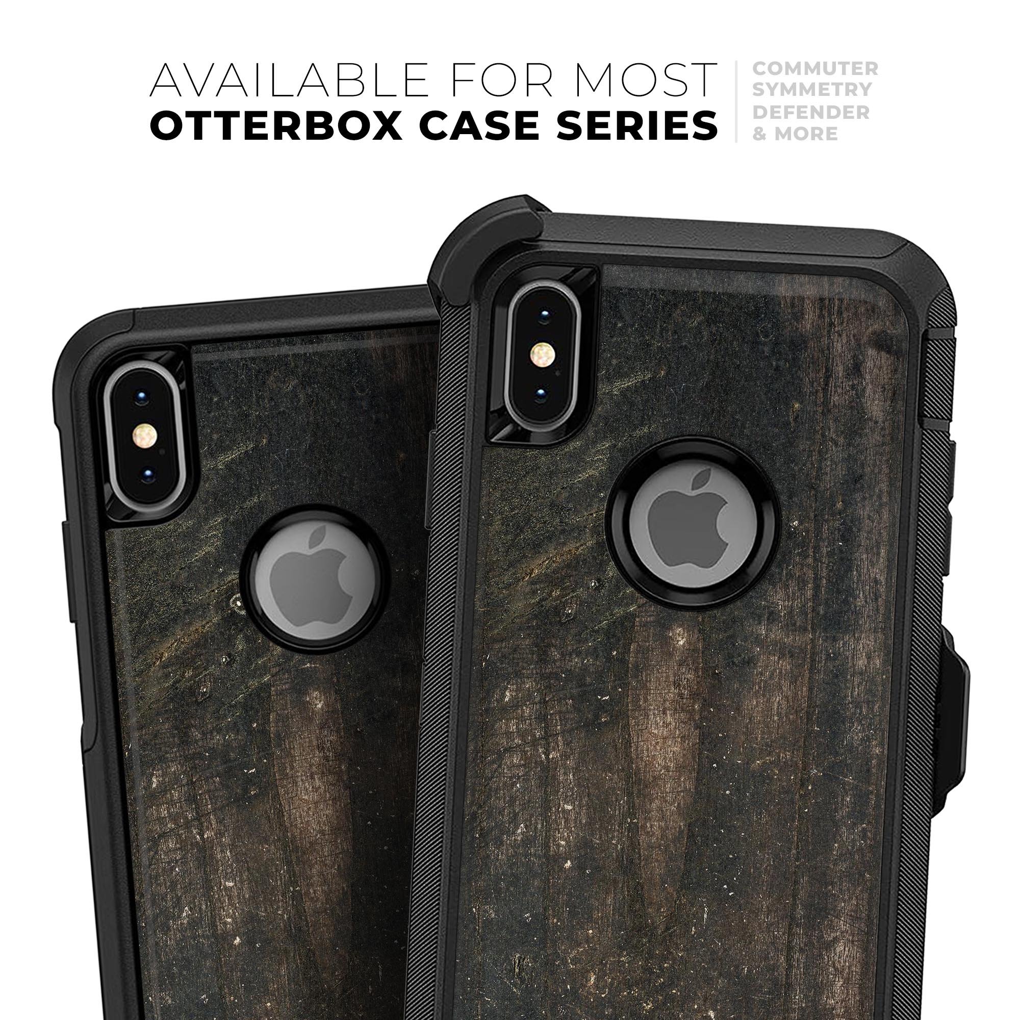 Raw Wood Planks V8 Skin Kit for iPhone OtterBox Cases, showcasing a natural wood design with a premium finish.