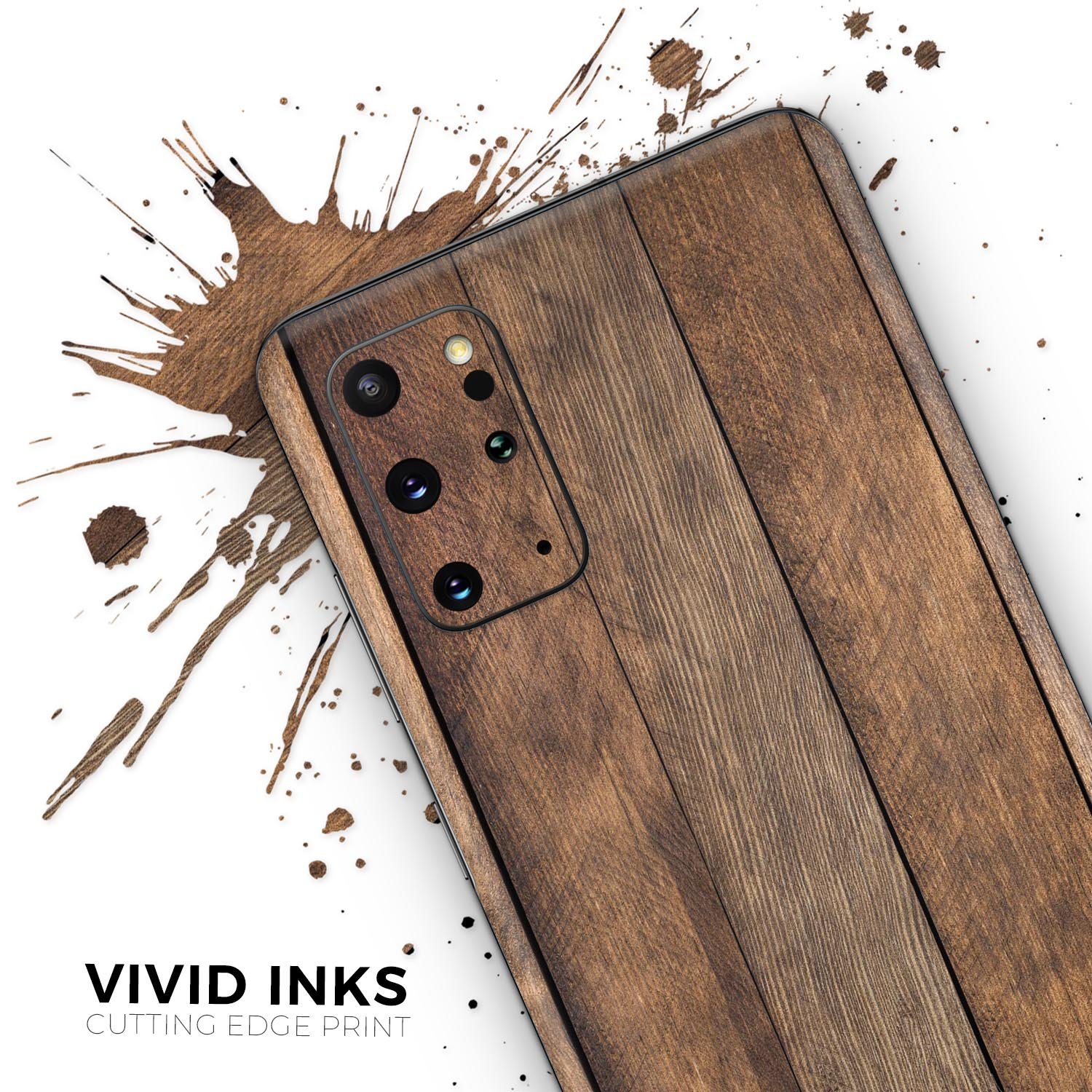 Raw Wood Planks V9 skin for Samsung Galaxy S20, showcasing a stylish wood grain design with a premium finish.