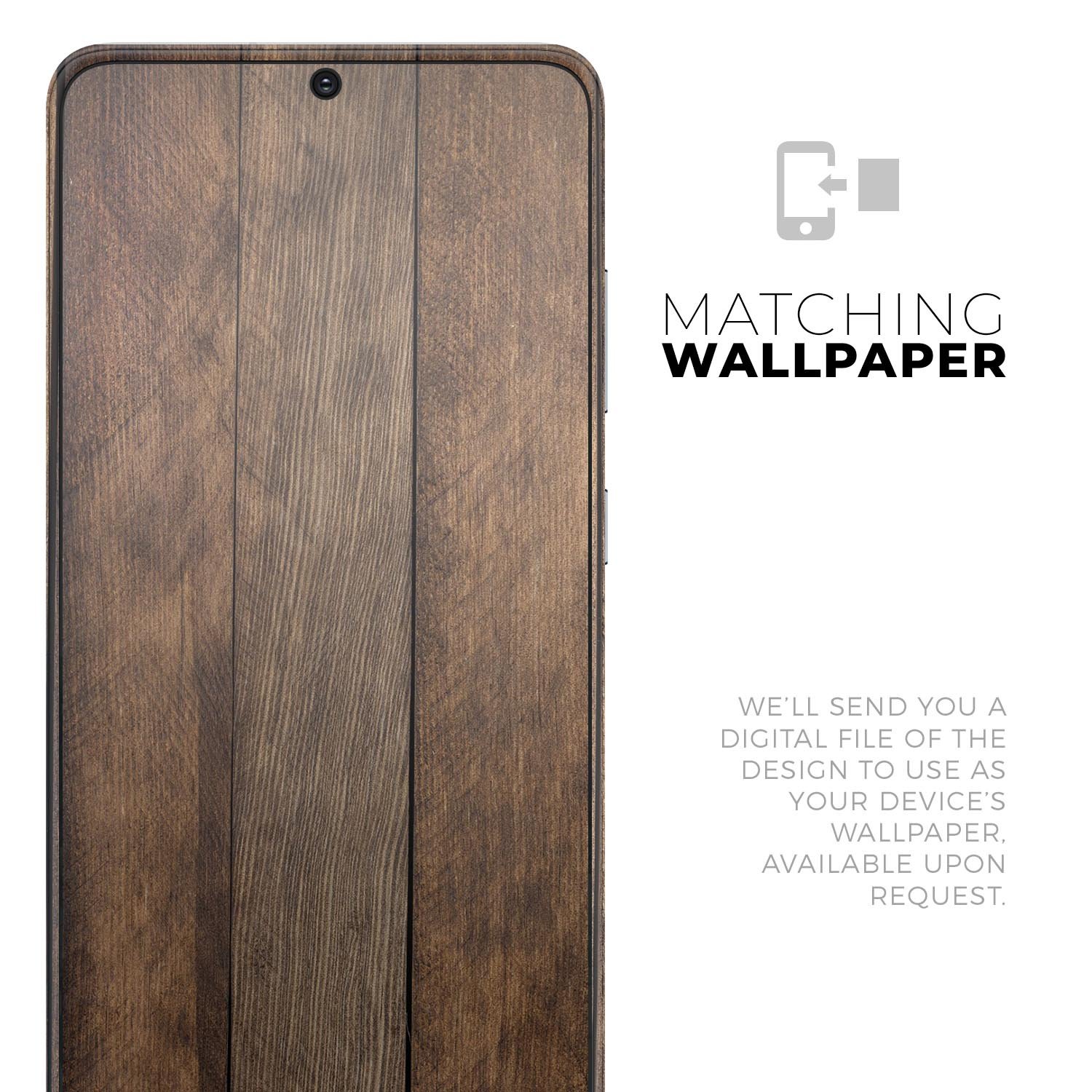 Raw Wood Planks V9 skin for Samsung Galaxy S20, showcasing a stylish wood grain design with a premium finish.