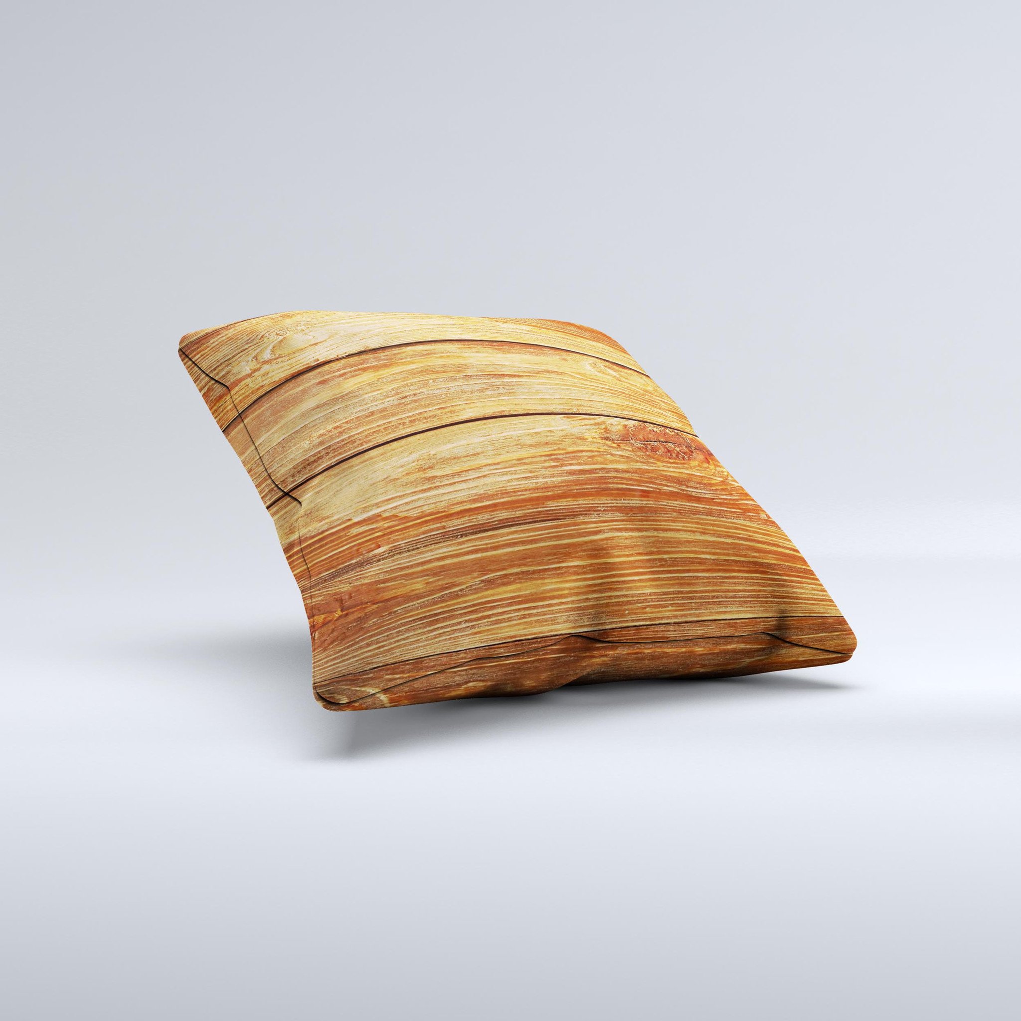 A handcrafted Raw WoodGrain Ink-Fuzed Decorative Throw Pillow featuring a rustic wood grain design, made in Virginia with high-quality materials.