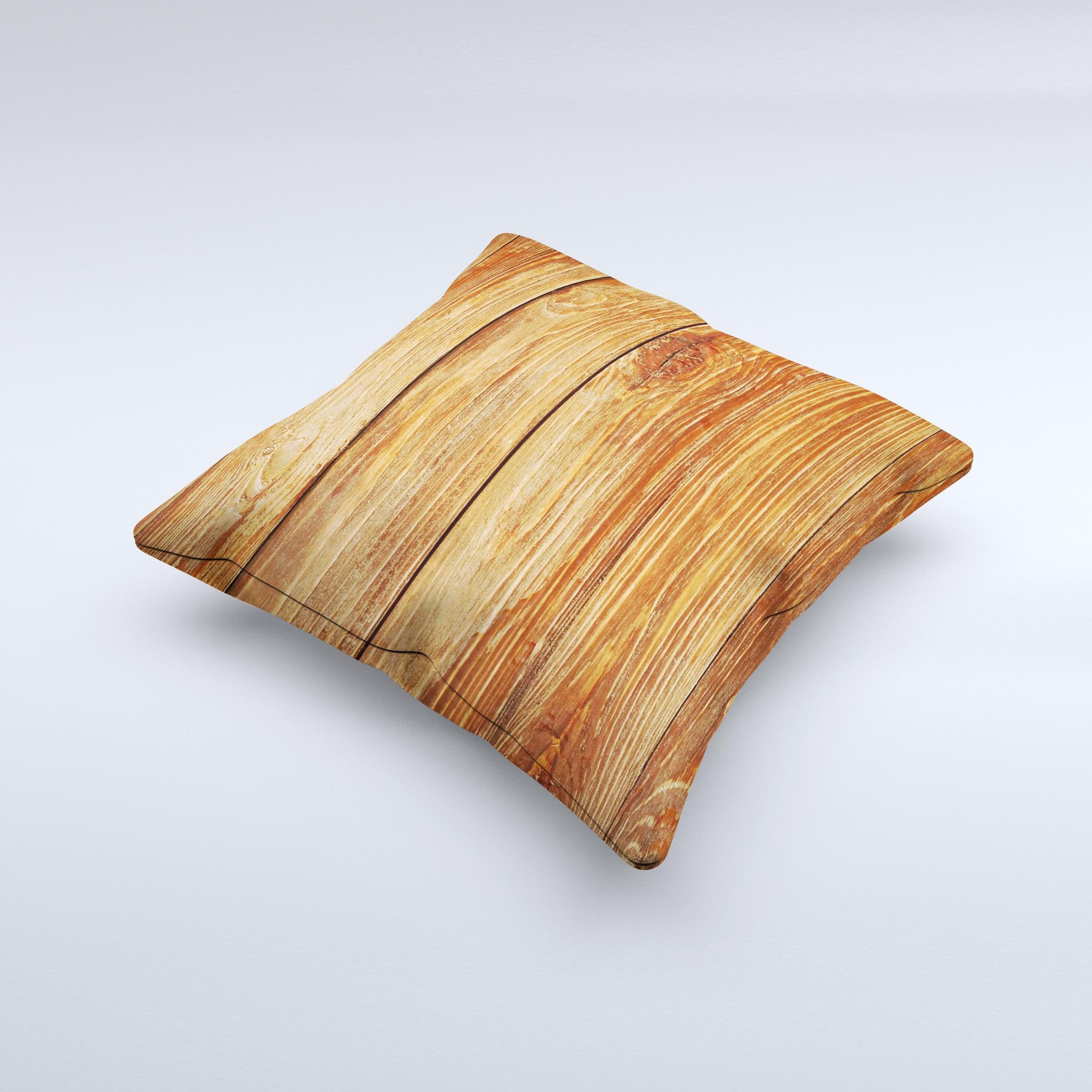 A handcrafted Raw WoodGrain Ink-Fuzed Decorative Throw Pillow featuring a rustic wood grain design, made in Virginia with high-quality materials.